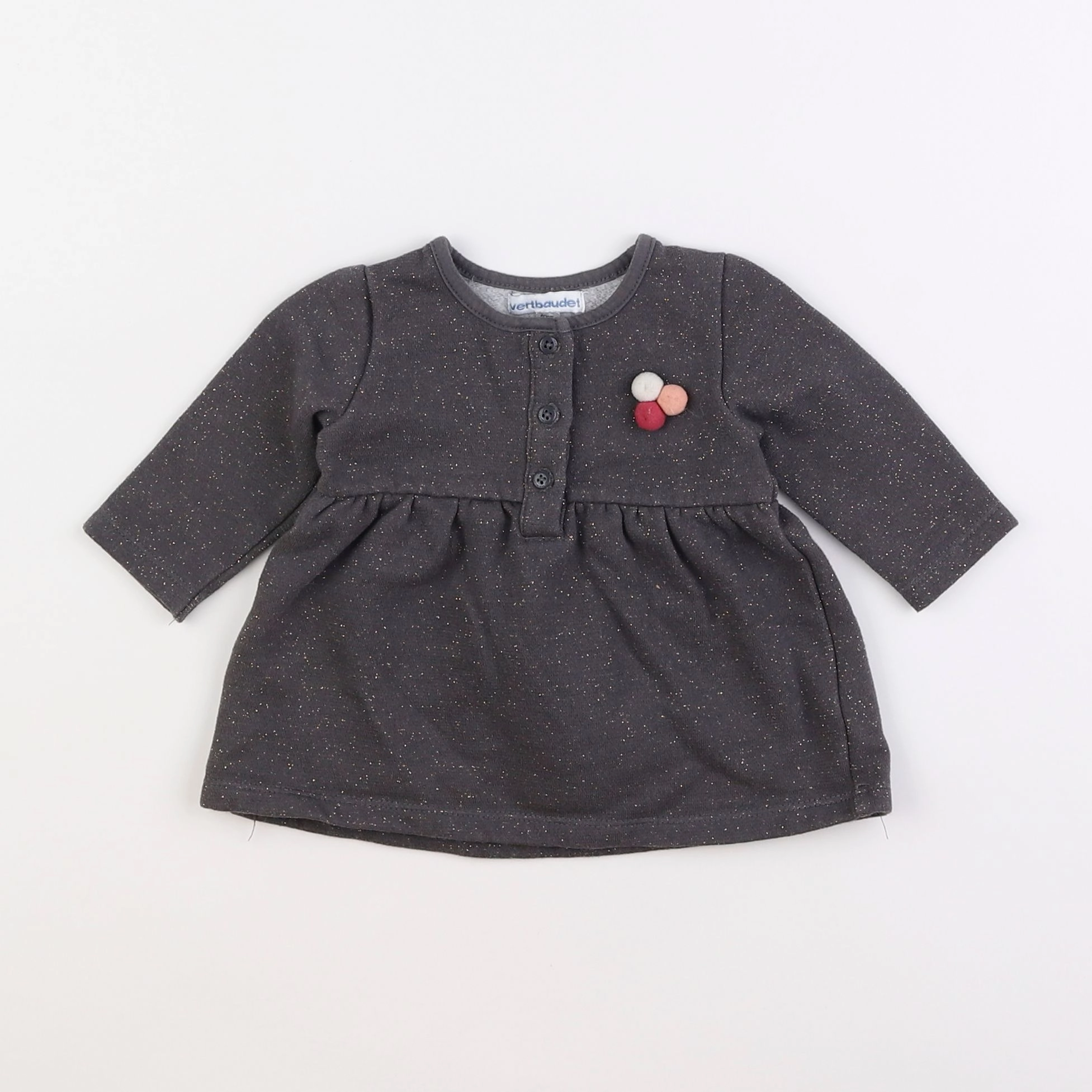 Vertbaudet - robe gris, argent - 3 mois