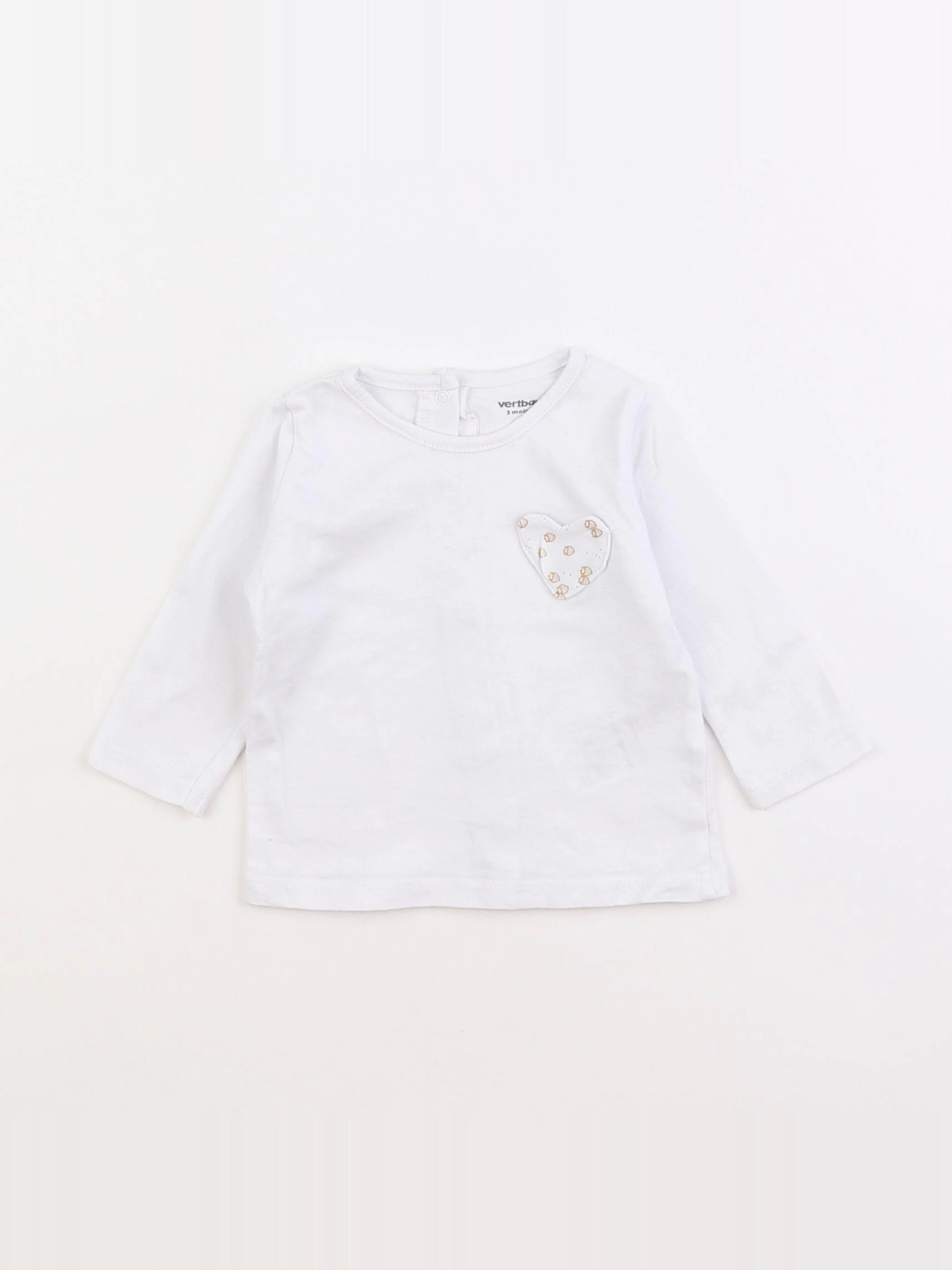 Vertbaudet - tee-shirt blanc - 3 mois