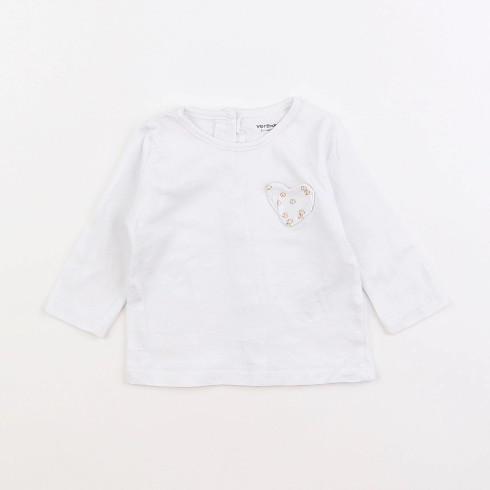 Vertbaudet - tee-shirt blanc - 3 mois