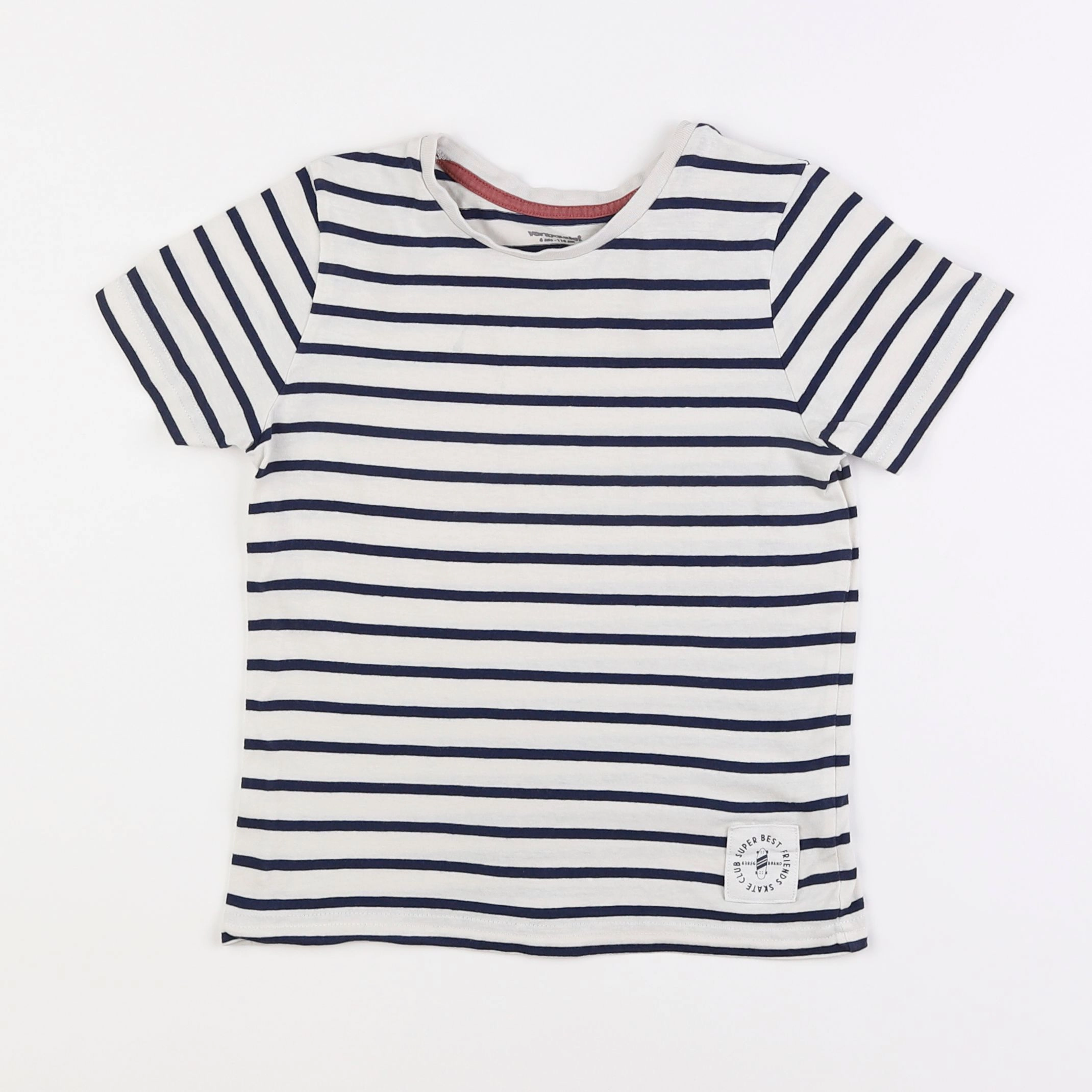 Vertbaudet - tee-shirt blanc, bleu - 6 ans