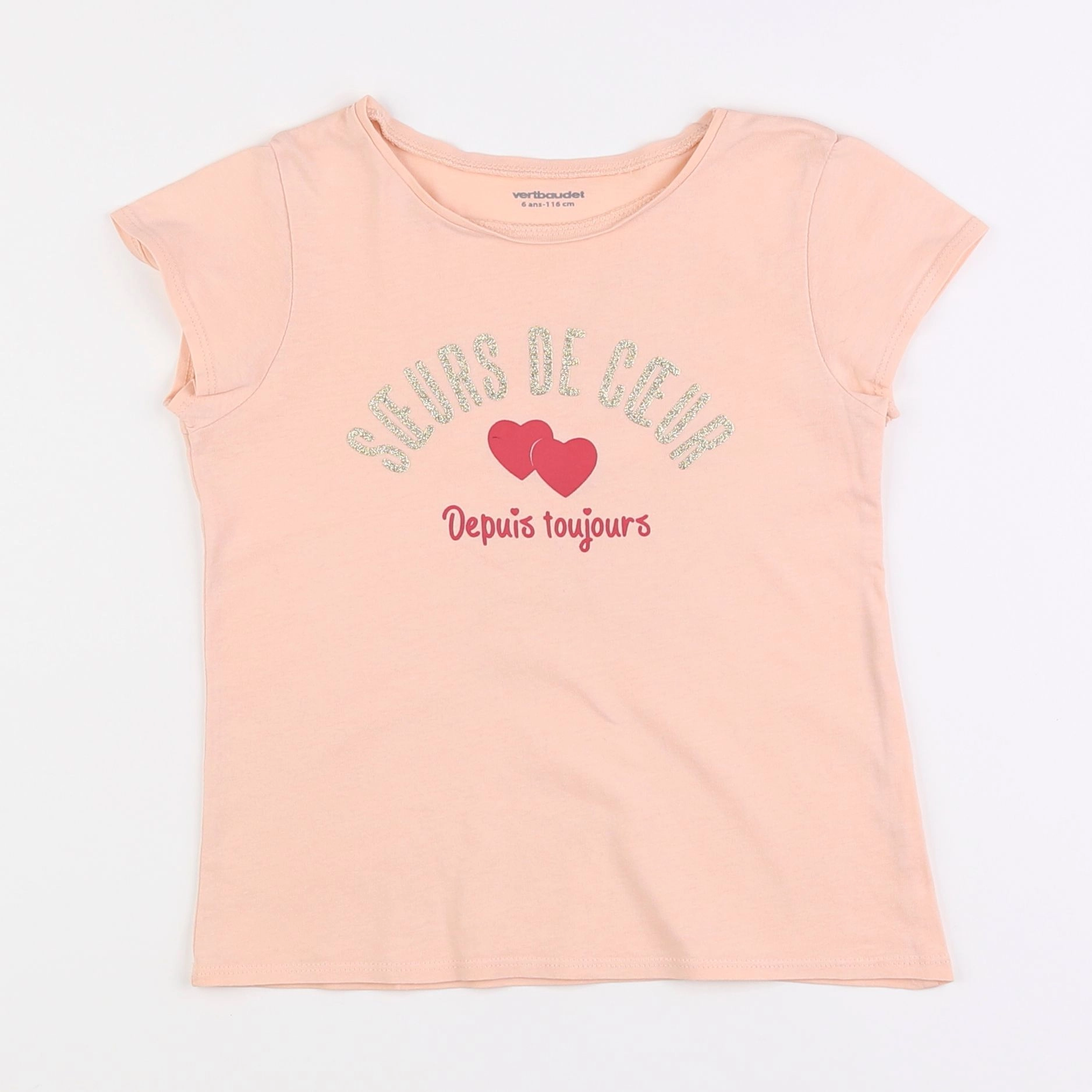 Vertbaudet - tee-shirt rose - 6 ans