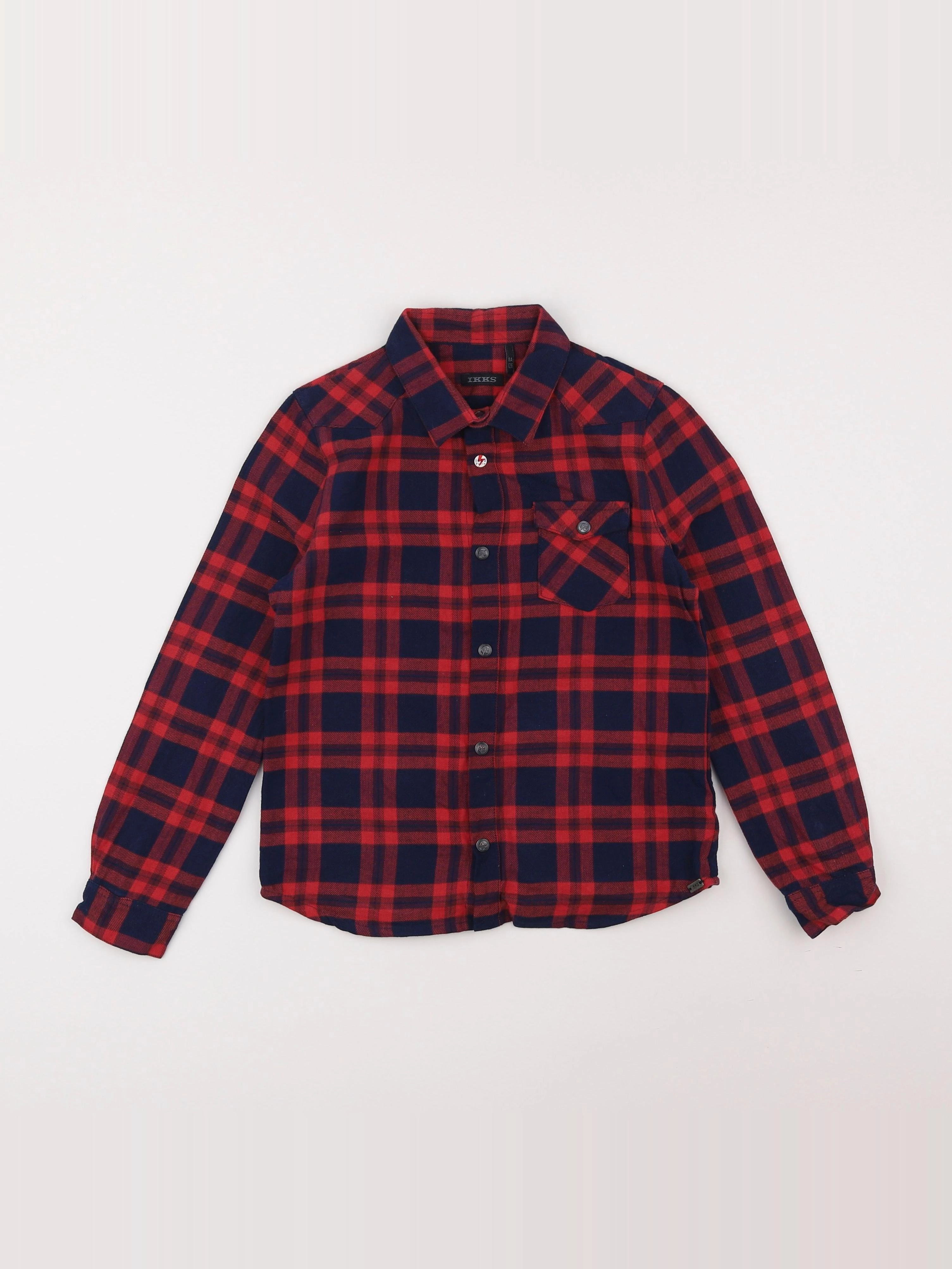 IKKS - chemise rouge, bleu - 8 ans
