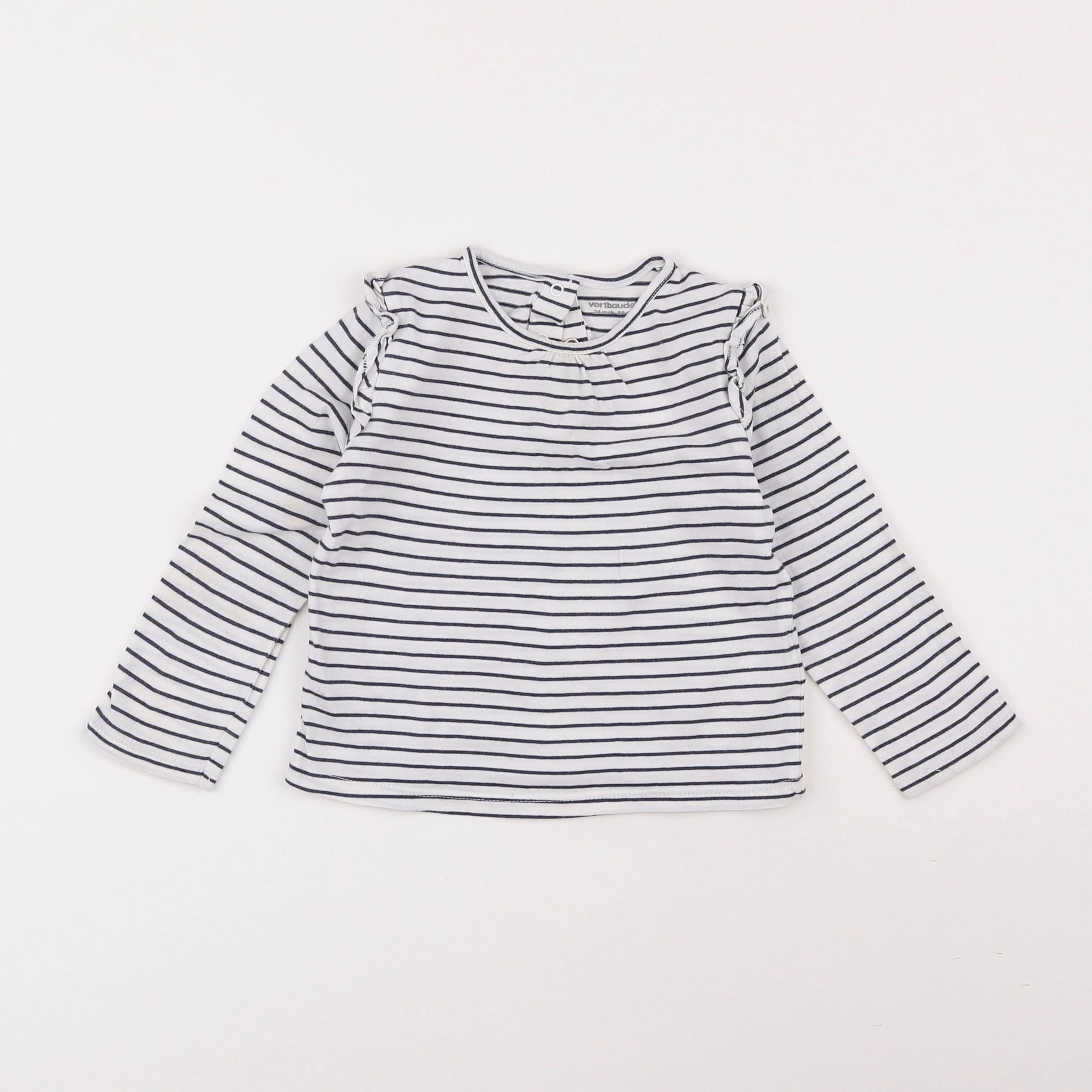 Vertbaudet - tee-shirt blanc, bleu - 2 ans