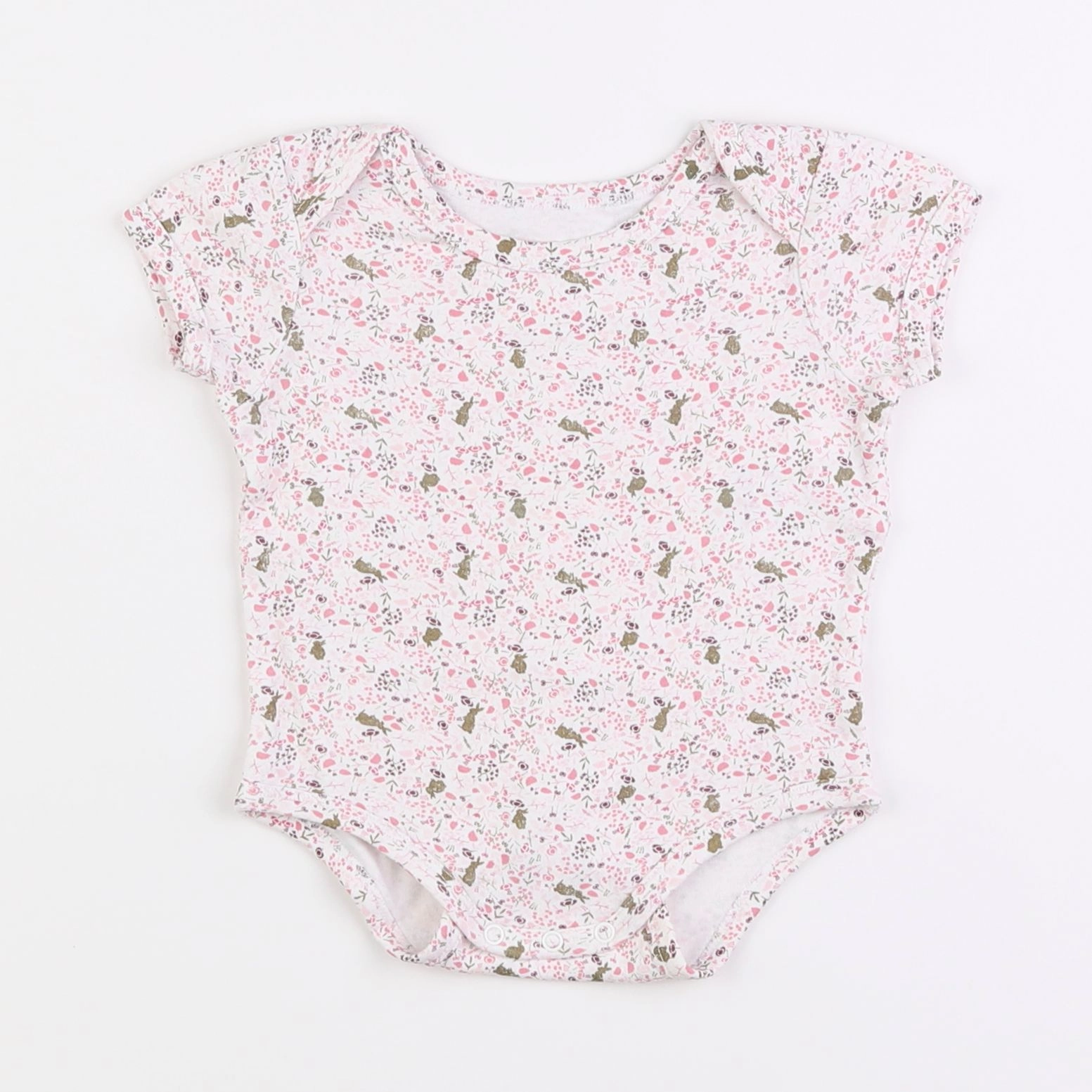 Vertbaudet - body blanc, rose - 9 mois