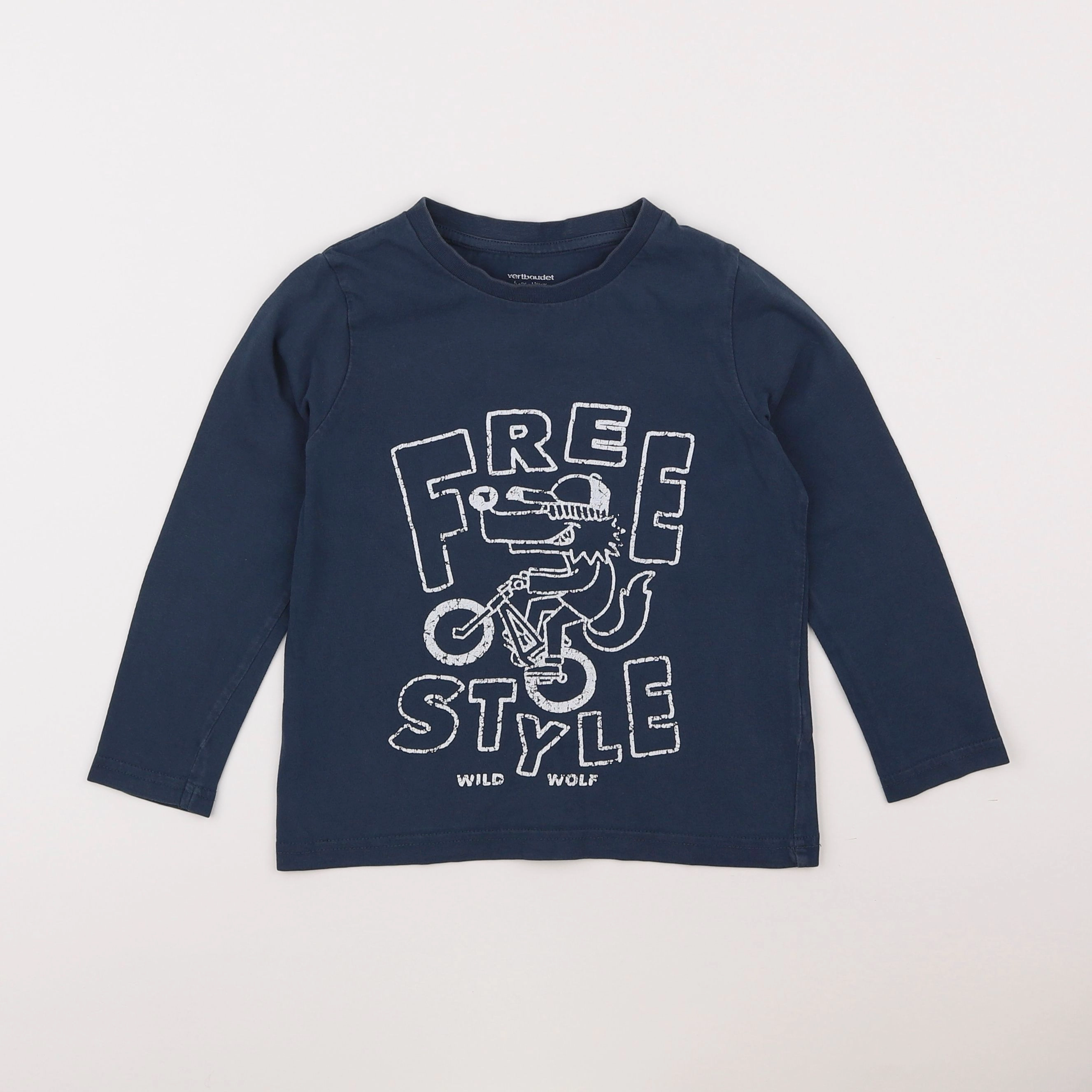 Vertbaudet - tee-shirt bleu - 5 ans