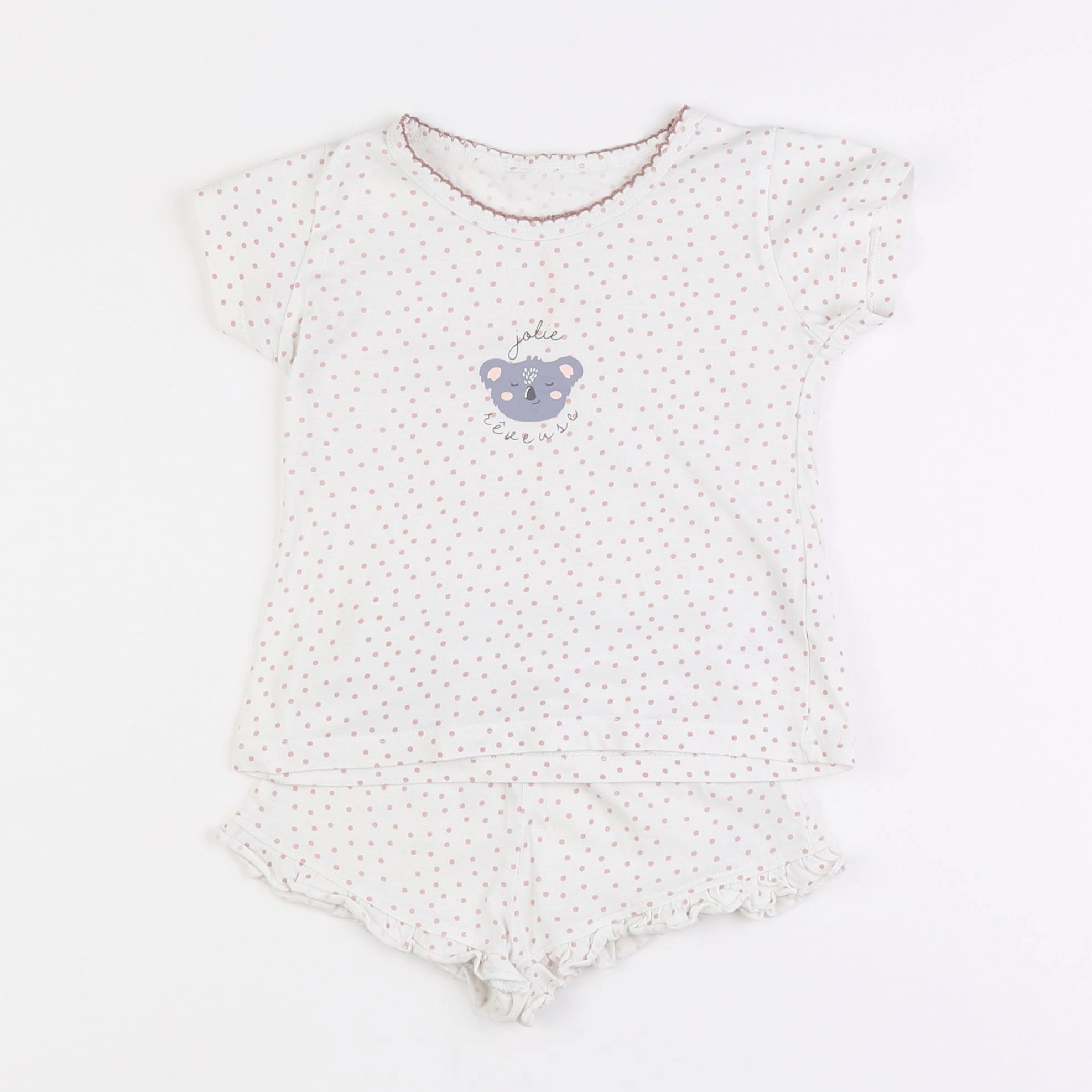 Vertbaudet - pyjama coton blanc, rose - 2 ans