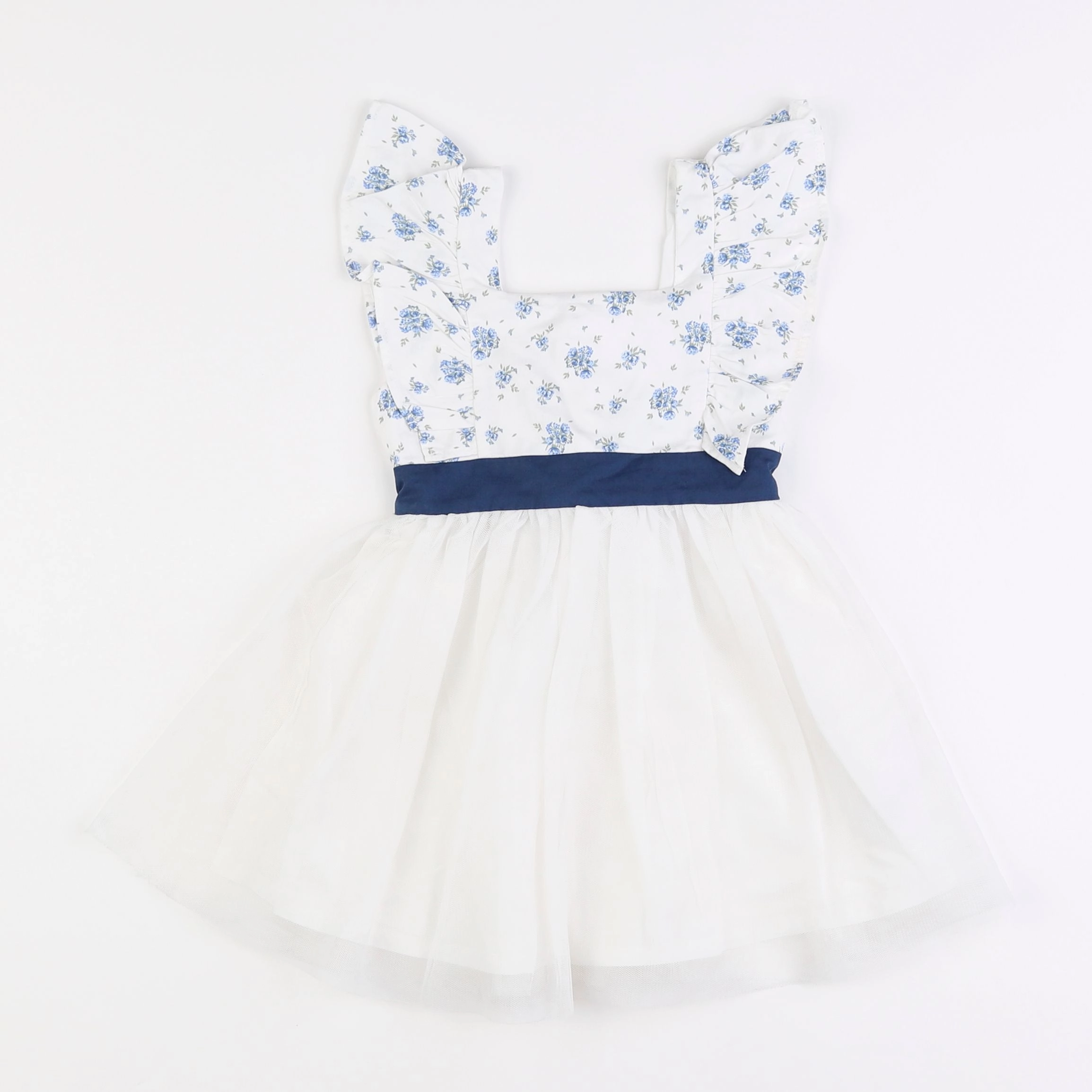 Vertbaudet - robe bleu, blanc - 2 ans