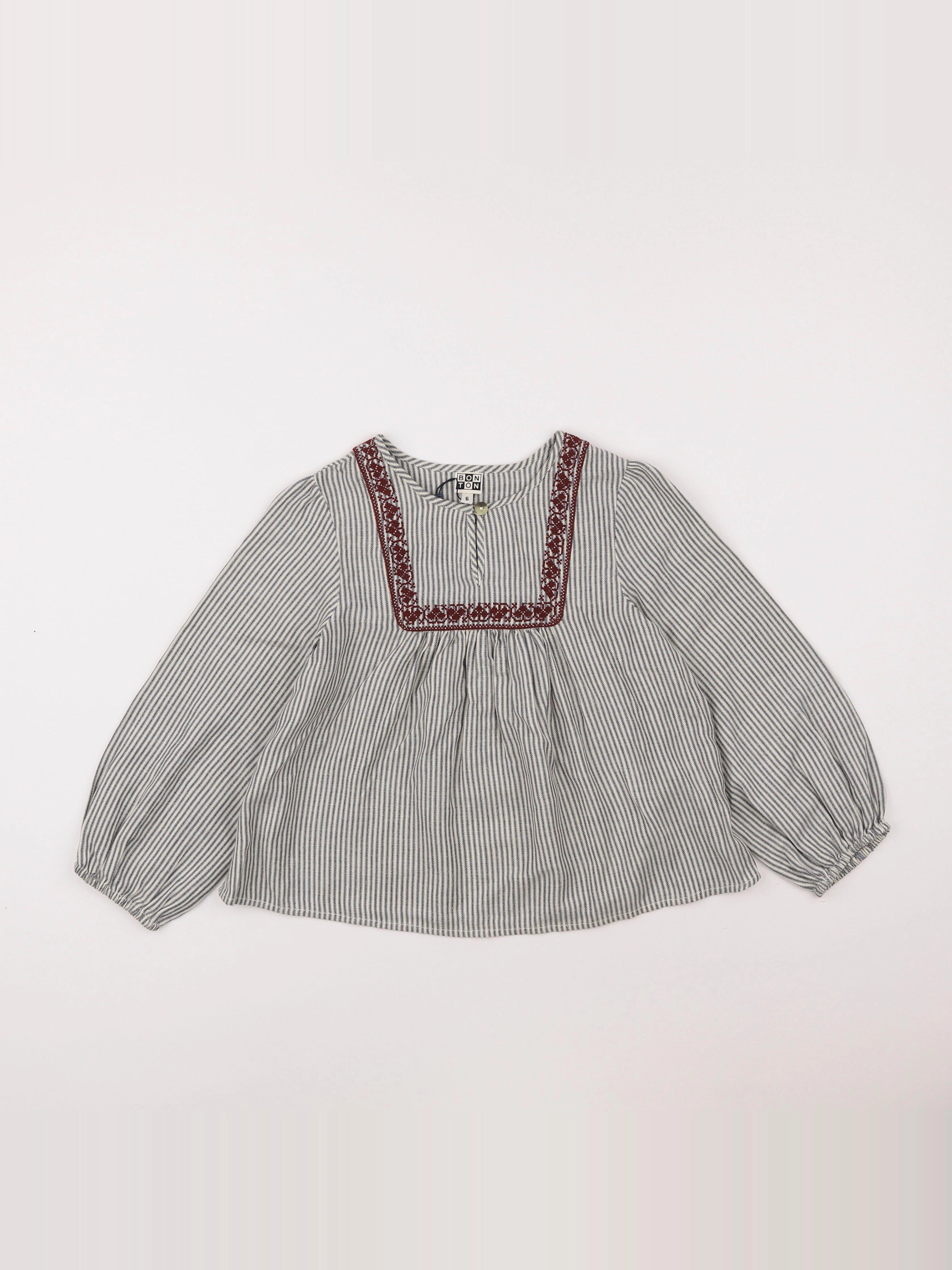 Bonton - blouse gris - 6 ans