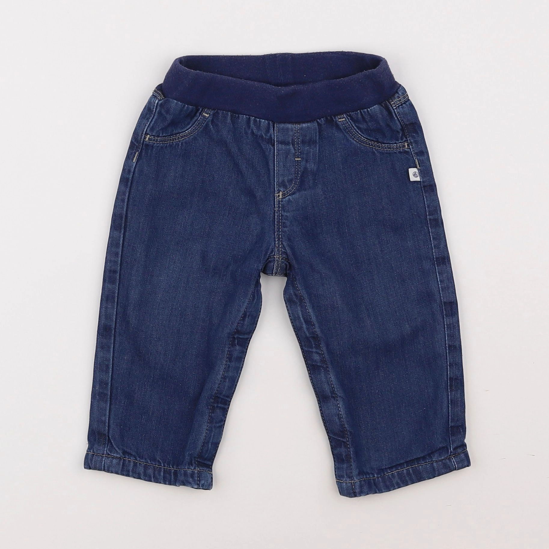 Petit Bateau - pantalon doublé bleu - 6 mois