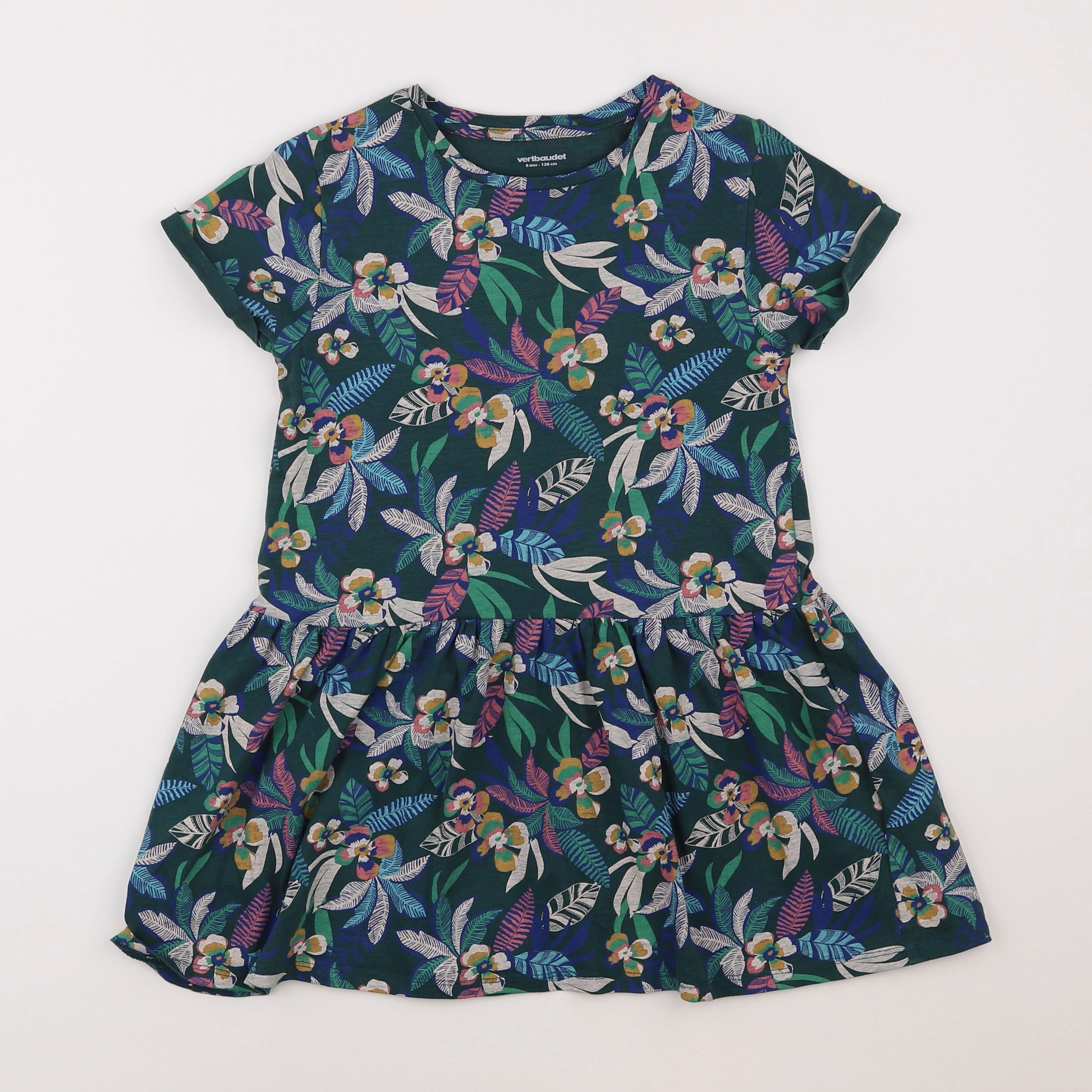 Vertbaudet - robe vert - 8 ans