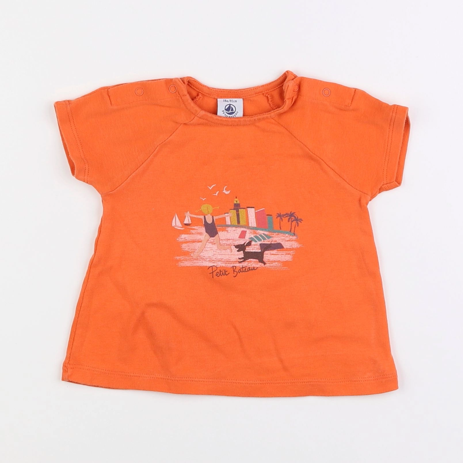 Petit Bateau - tee-shirt orange - 18 mois