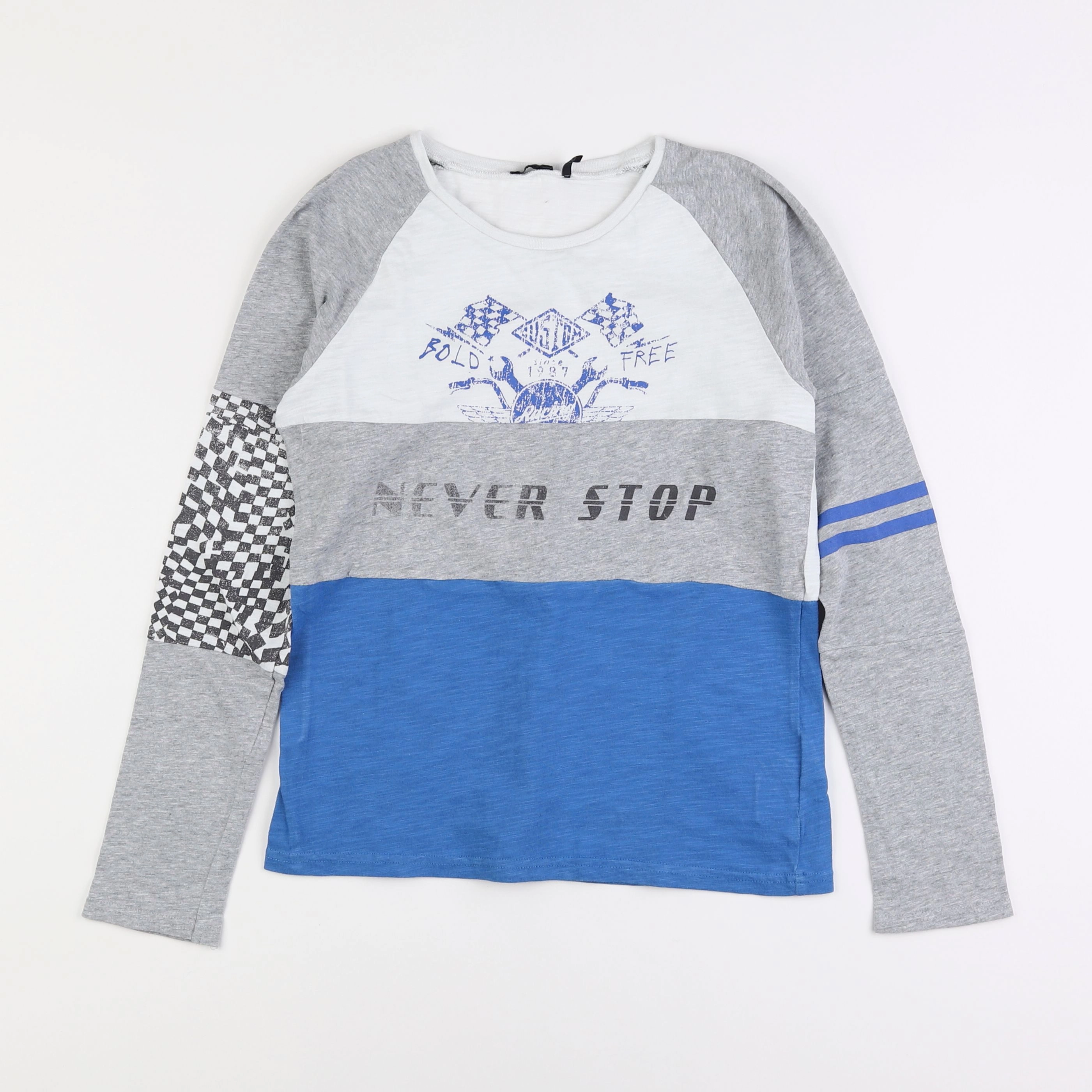 IKKS - tee-shirt bleu, gris - 12 ans