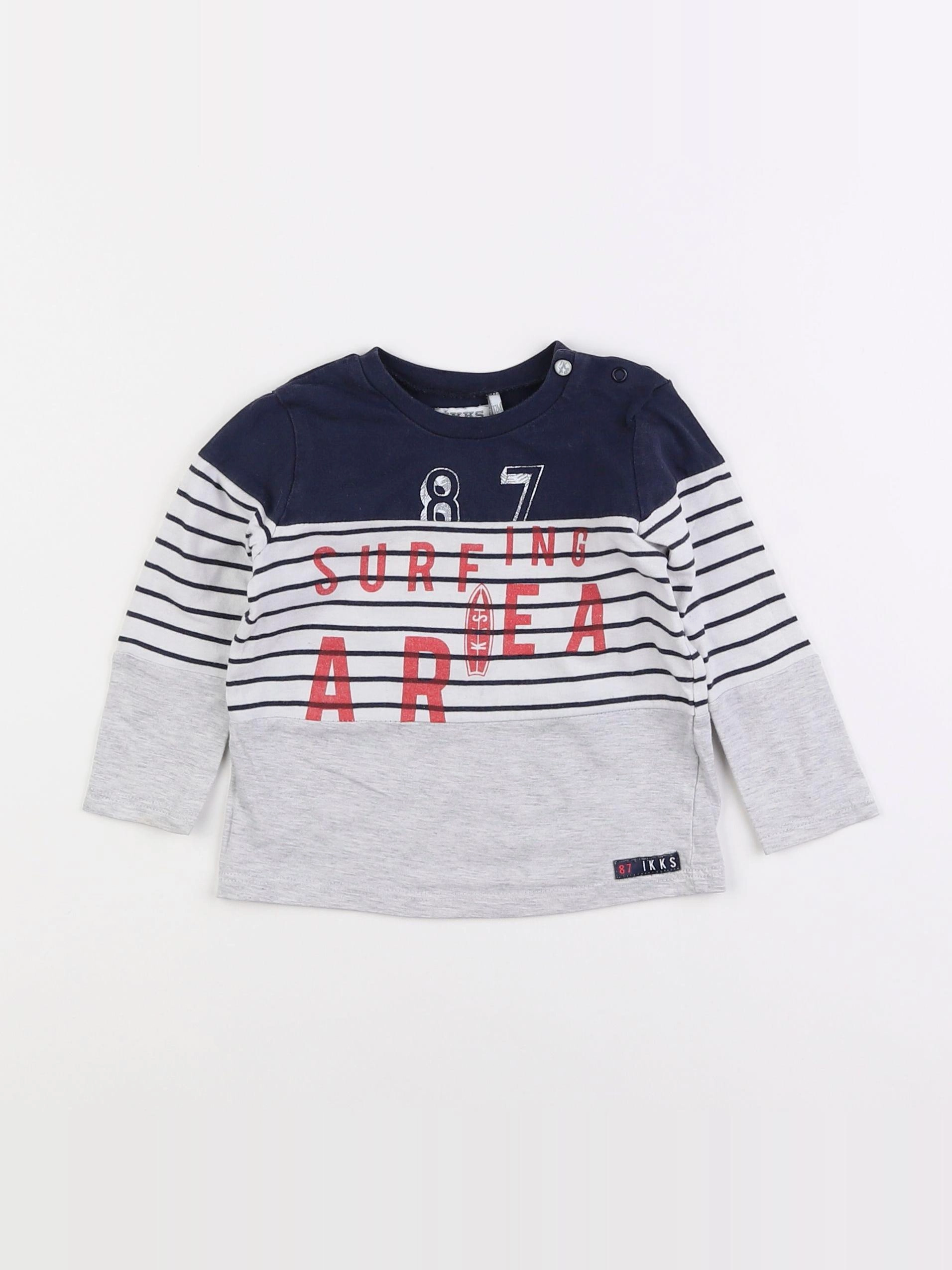IKKS - tee-shirt bleu, gris - 12 mois