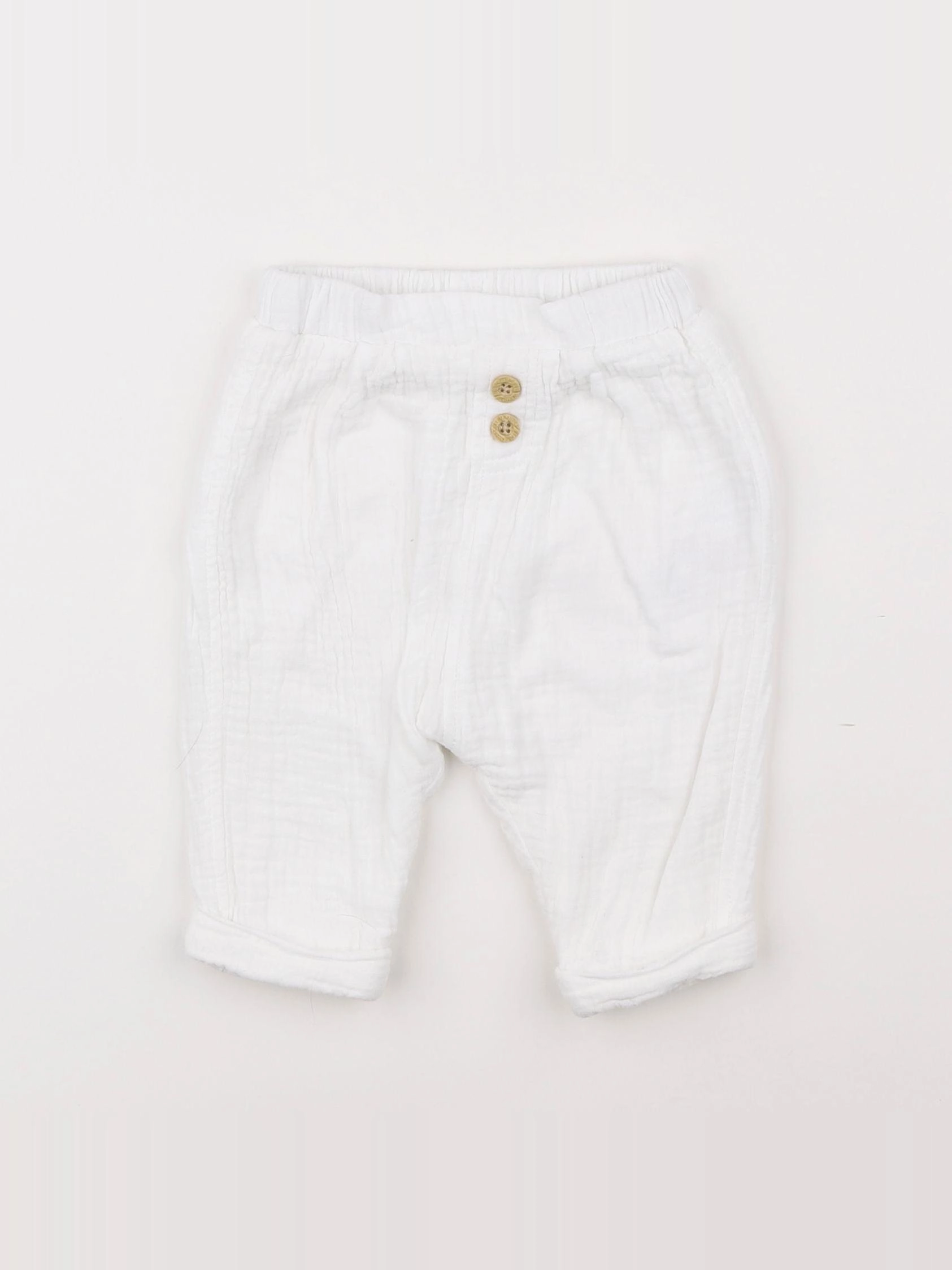 Vertbaudet - pantalon doublé blanc - 6 mois