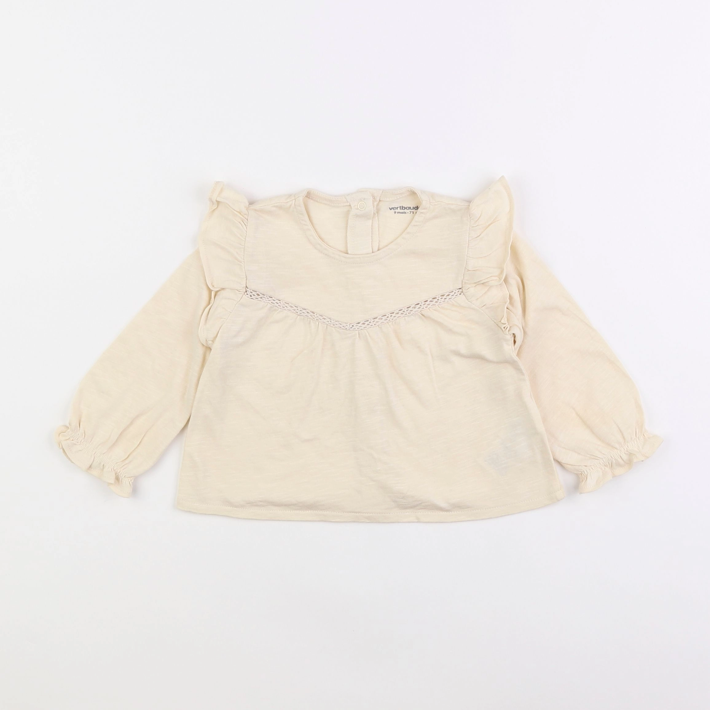 Vertbaudet - tee-shirt beige - 9 mois