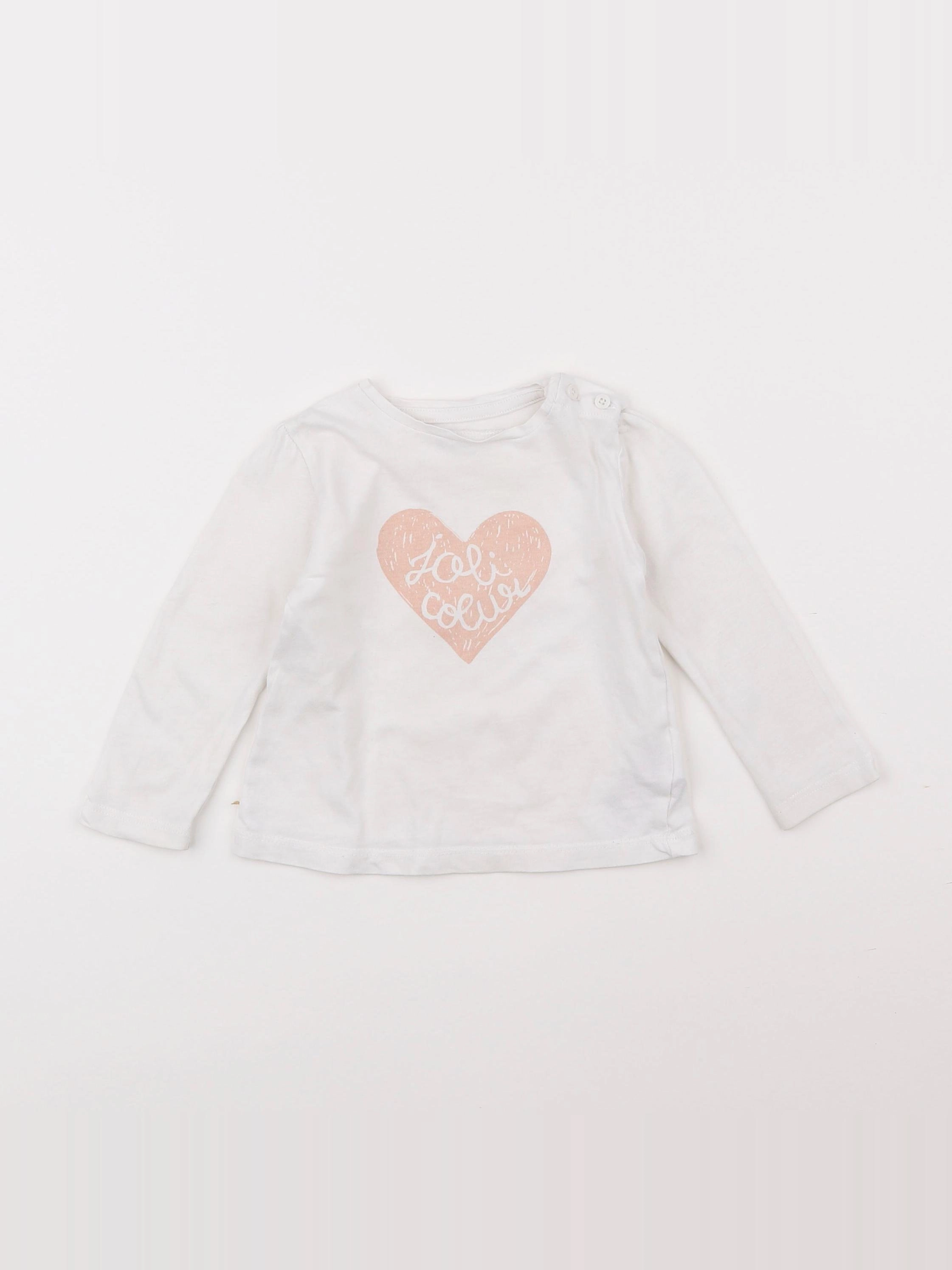 Vertbaudet - tee-shirt blanc - 9 mois