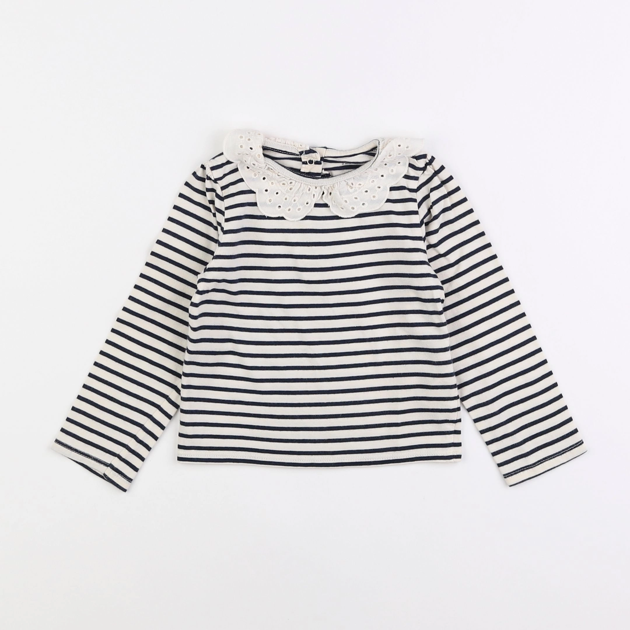 Vertbaudet - tee-shirt blanc, noir - 2 ans