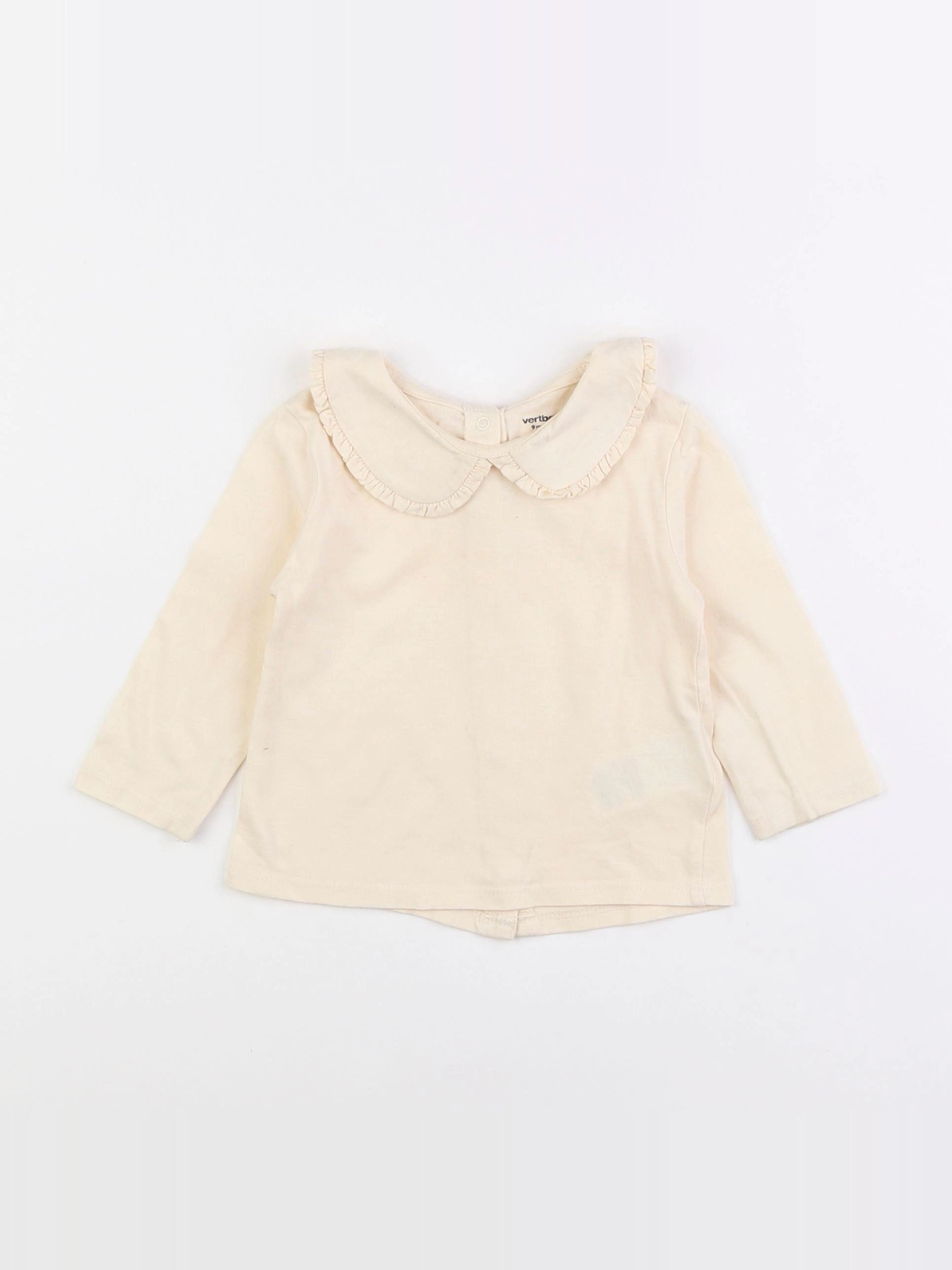Vertbaudet - tee-shirt beige - 9 mois