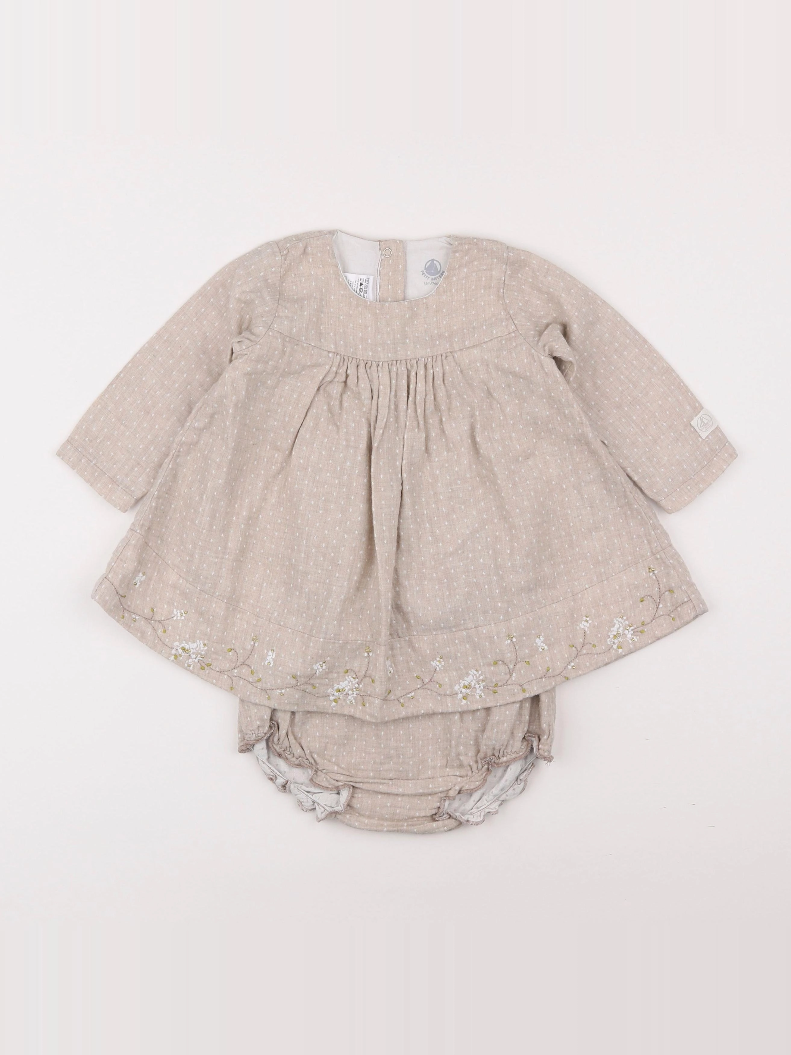 Petit Bateau - robe beige - 12 mois