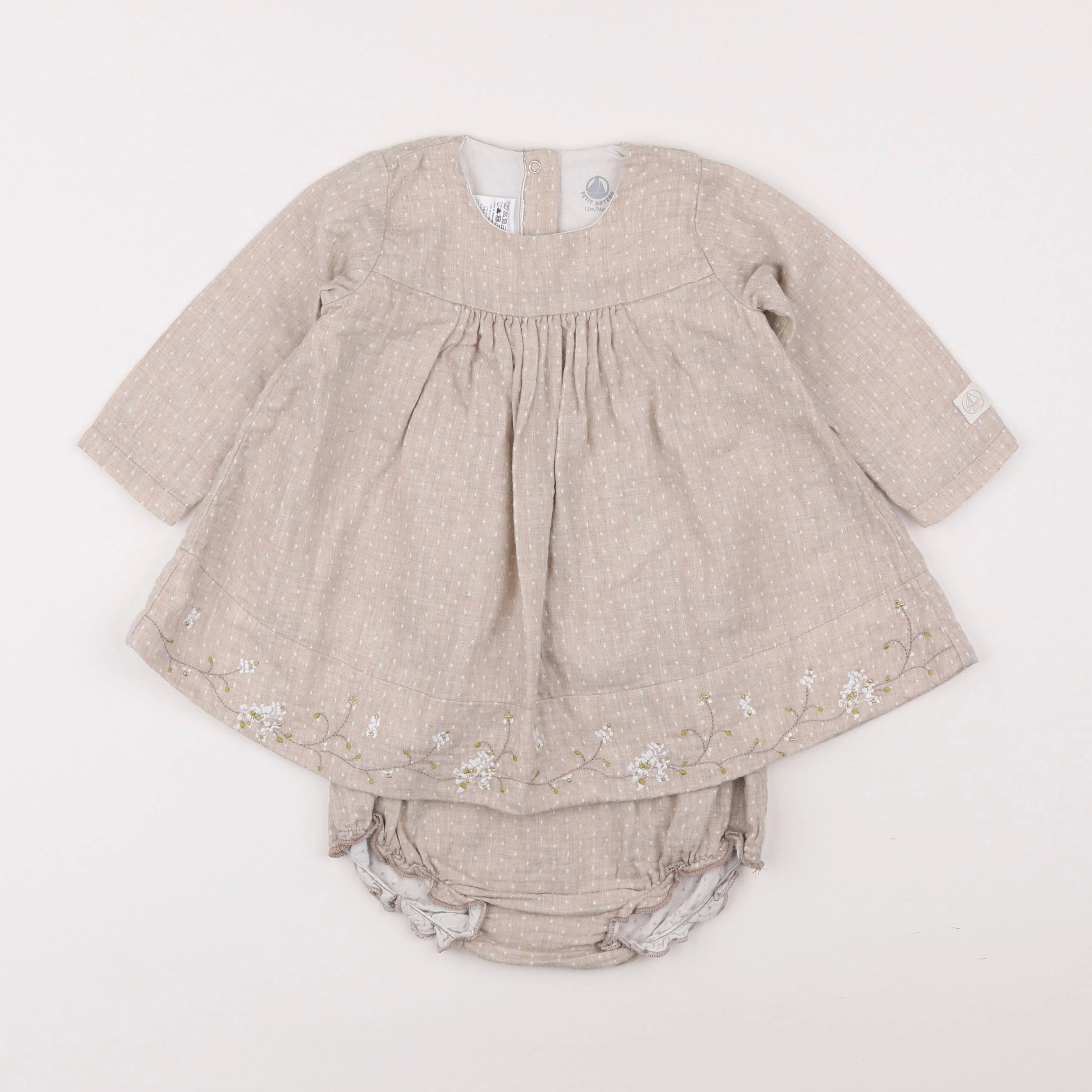 Petit Bateau - robe beige - 12 mois