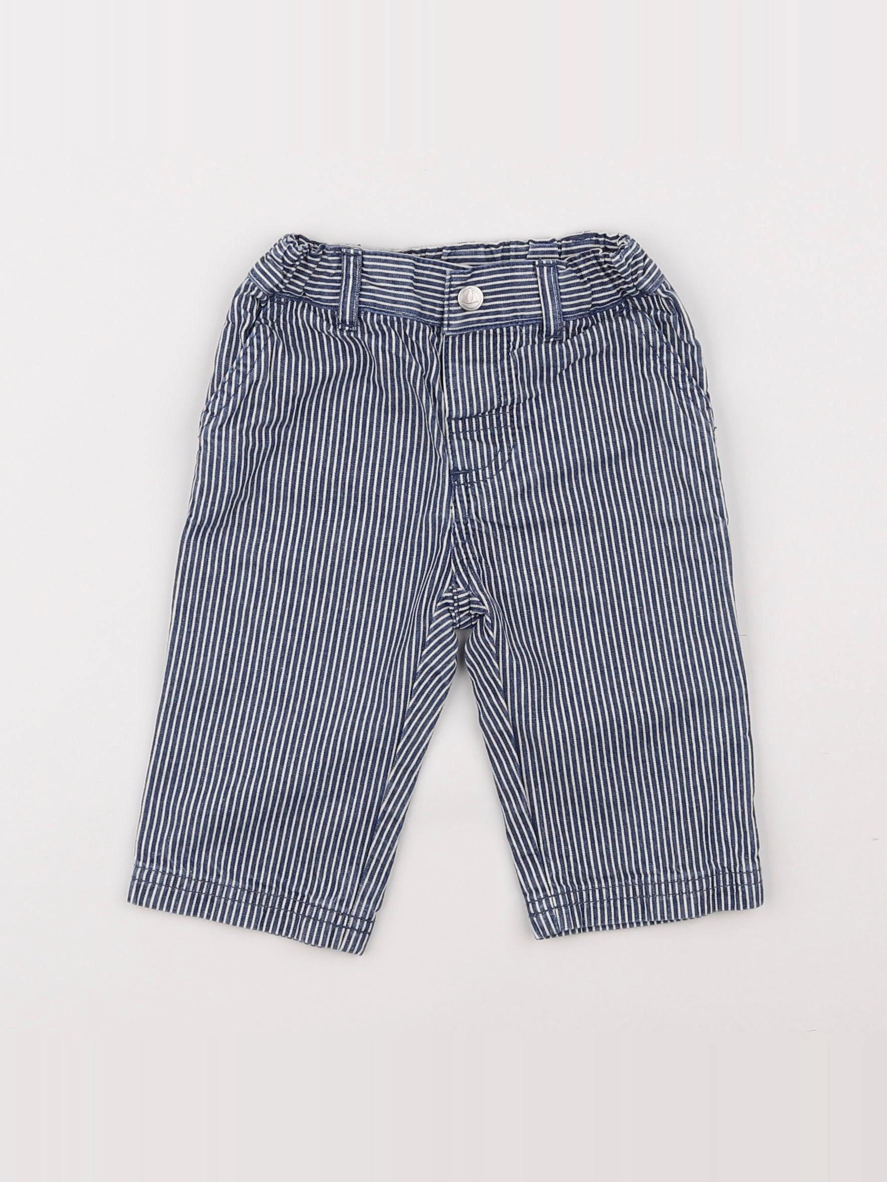 Petit Bateau - pantalon bleu - 6 mois