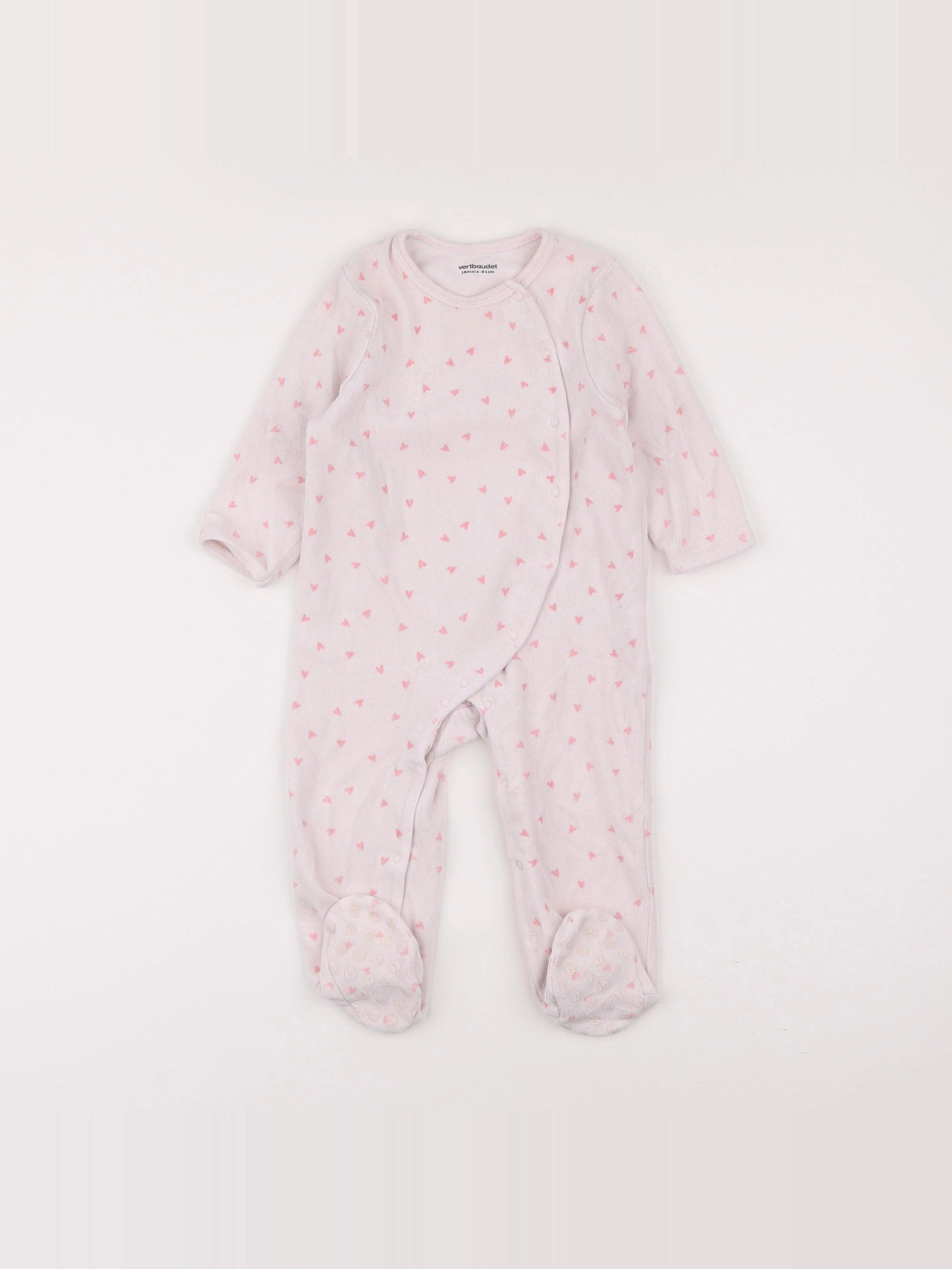 Vertbaudet - pyjama velours blanc - 18 mois