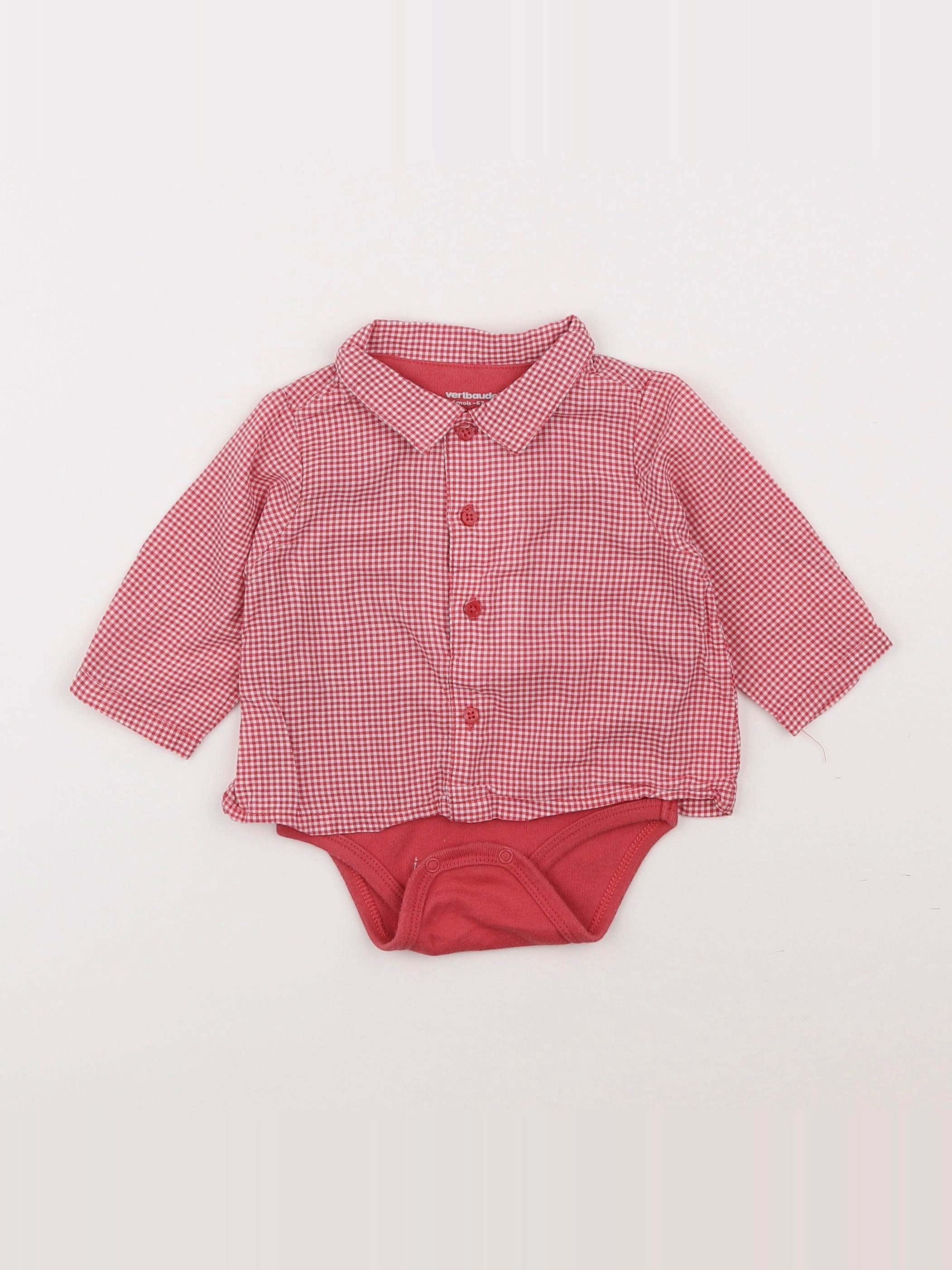 Vertbaudet - body blouse rouge - 6 mois