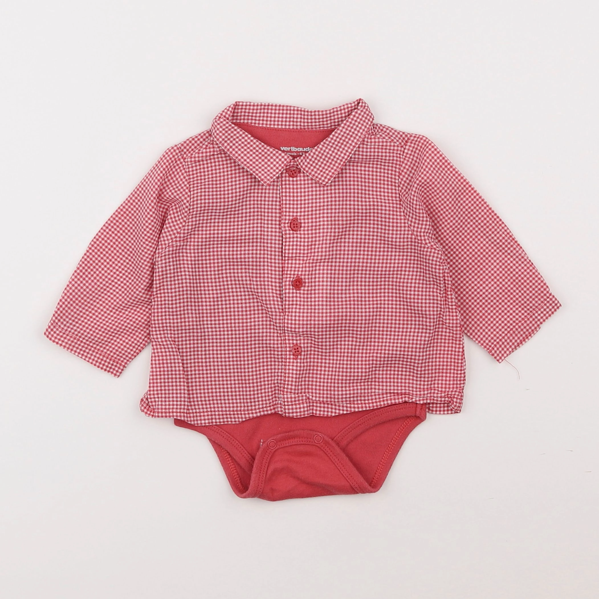 Vertbaudet - body blouse rouge - 6 mois