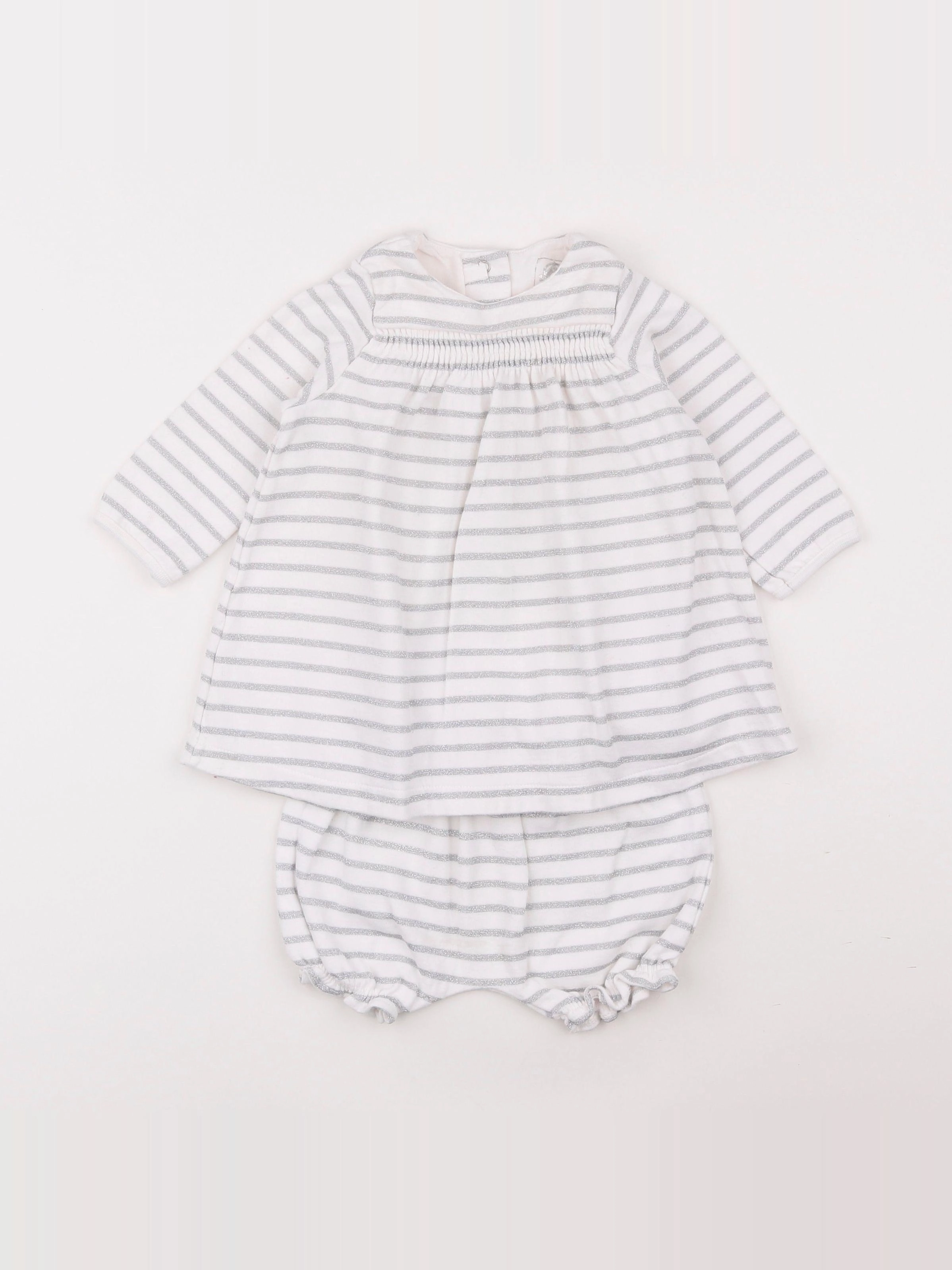 Petit Bateau - robe blanc, argent - 6 mois