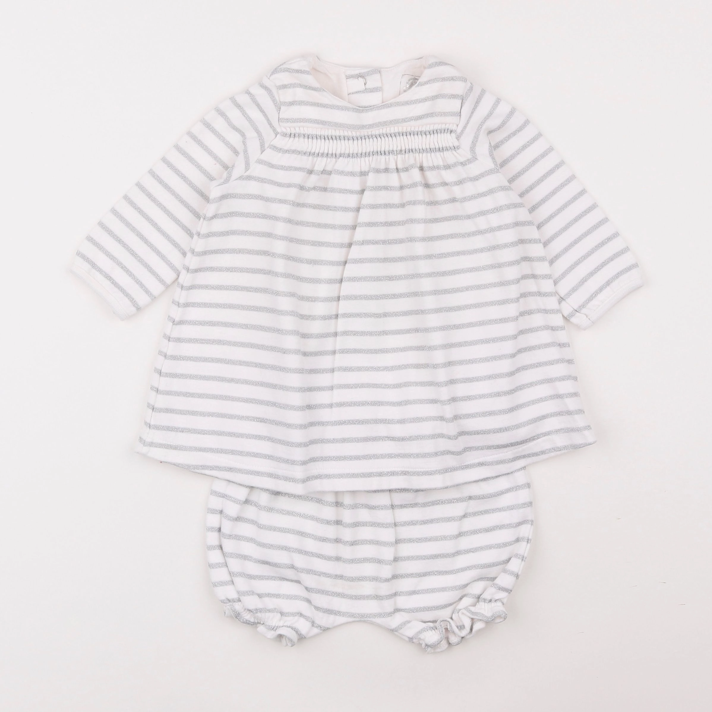 Petit Bateau - robe blanc, argent - 6 mois