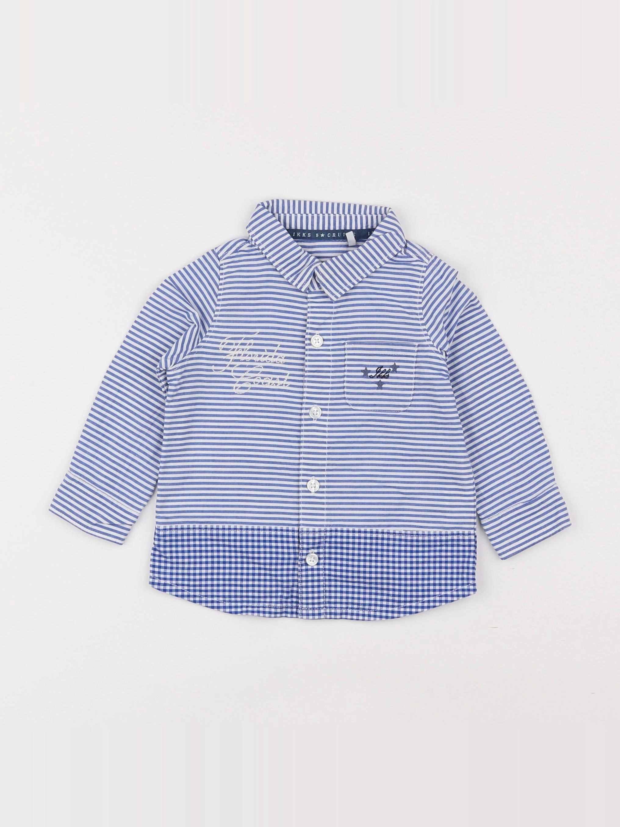 IKKS - chemise imprimé au dos blanc, bleu - 6 mois