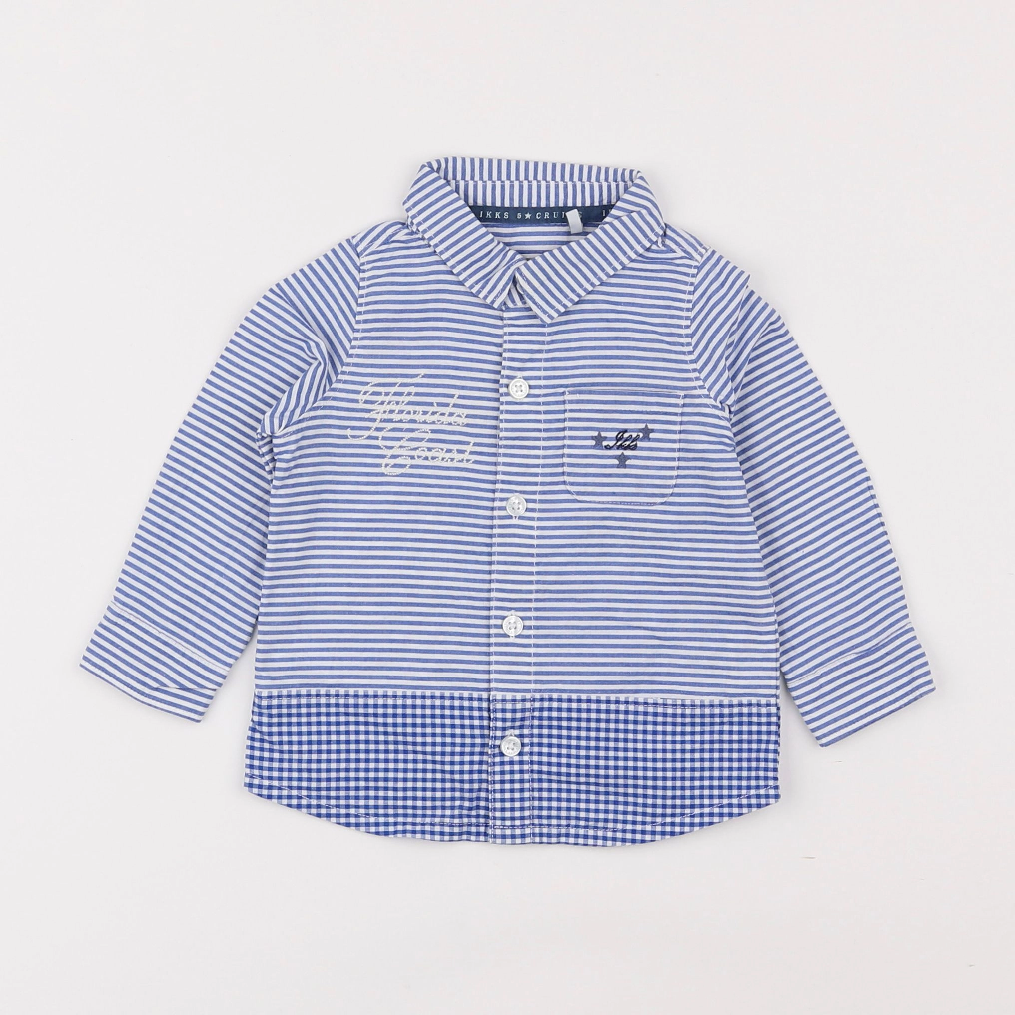 IKKS - chemise imprimé au dos blanc, bleu - 6 mois