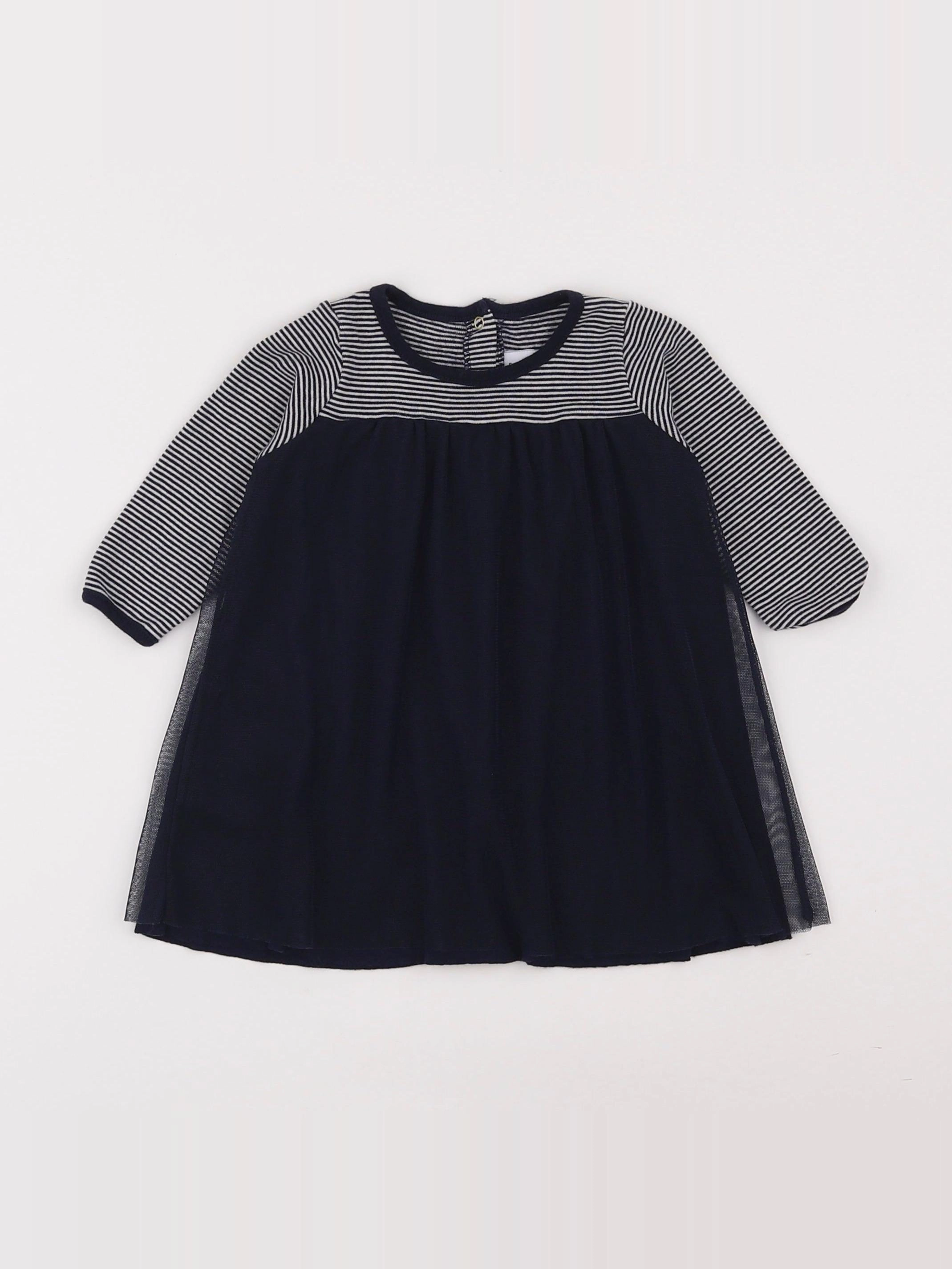 Petit Bateau - robe bleu - 6 mois