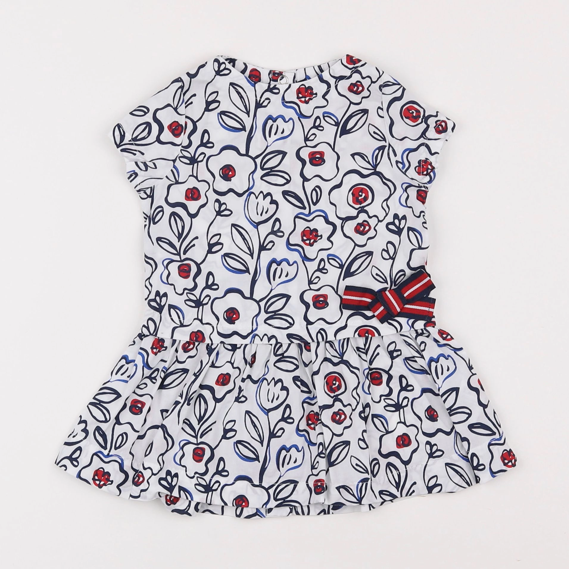 Petit Bateau - robe blanc, bleu - 6 mois