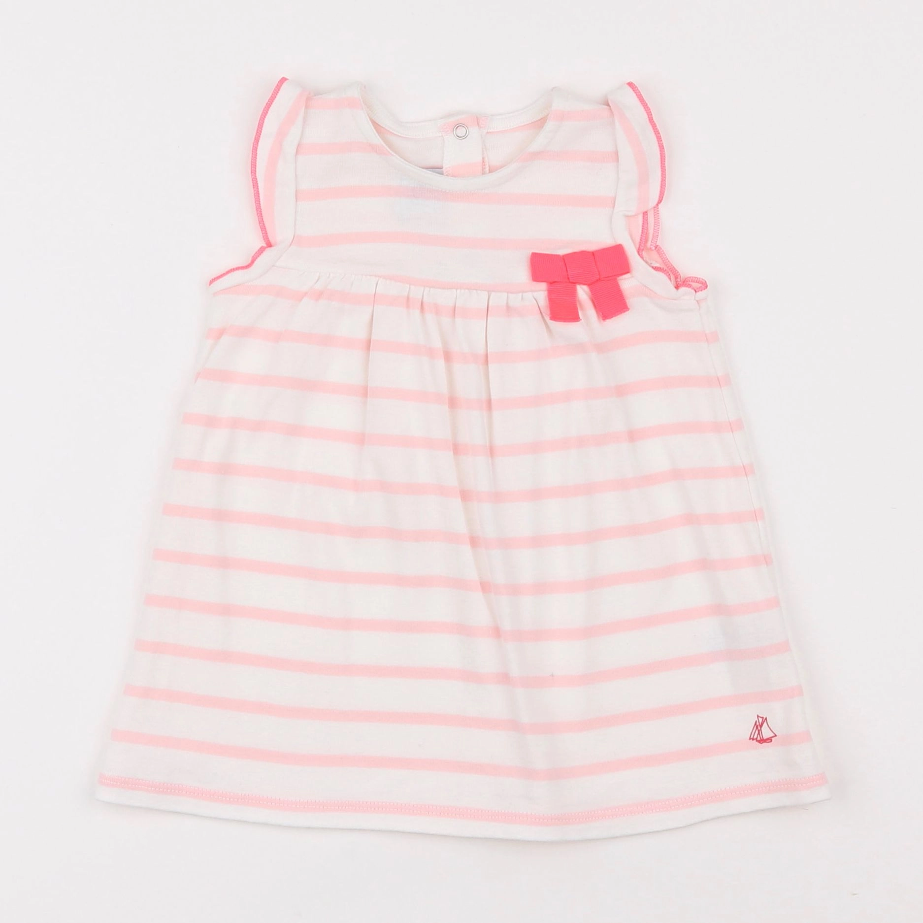 Petit Bateau - robe blanc, rose - 6 mois