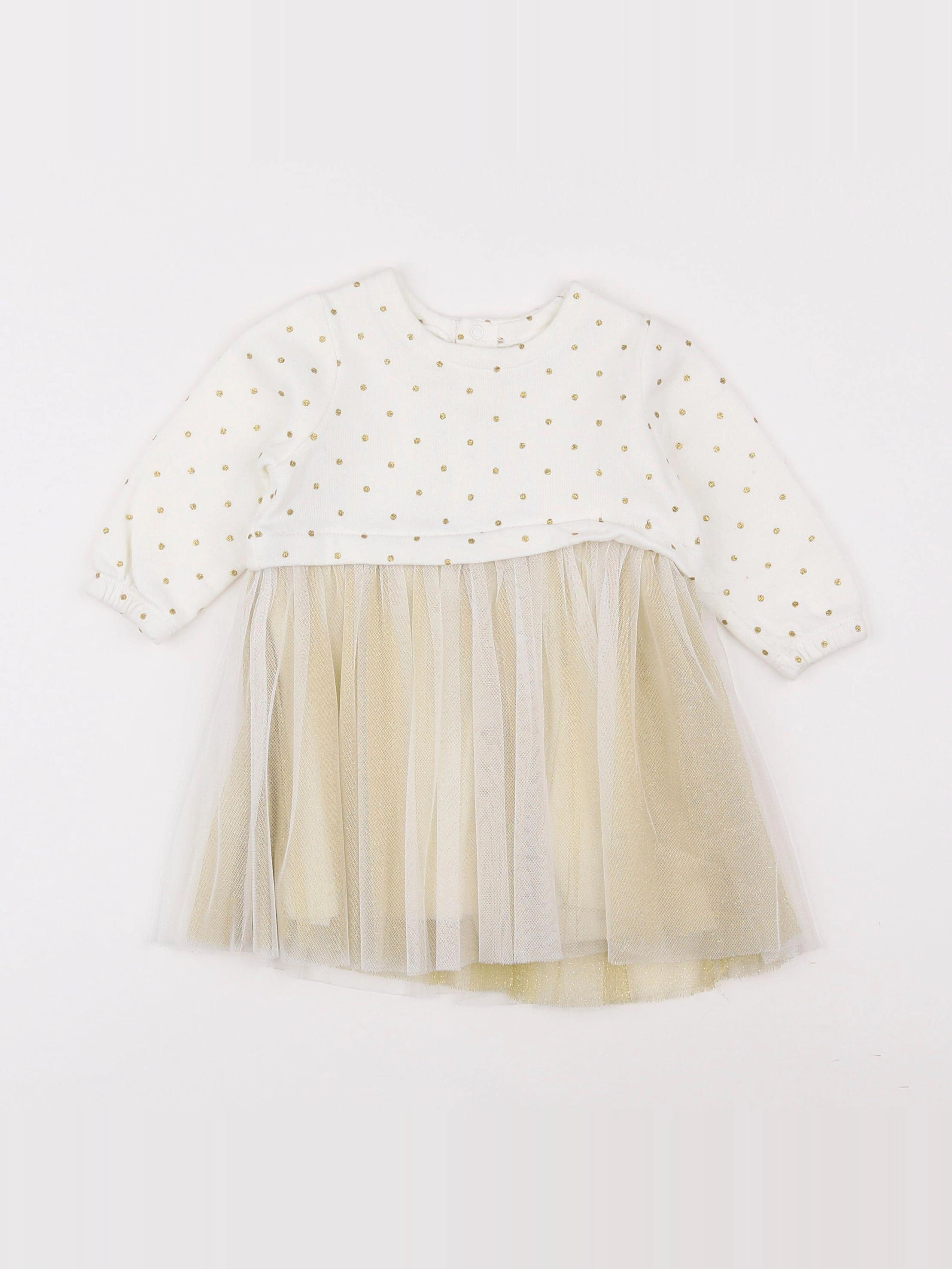 Boutchou - robe blanc, or - 6 mois