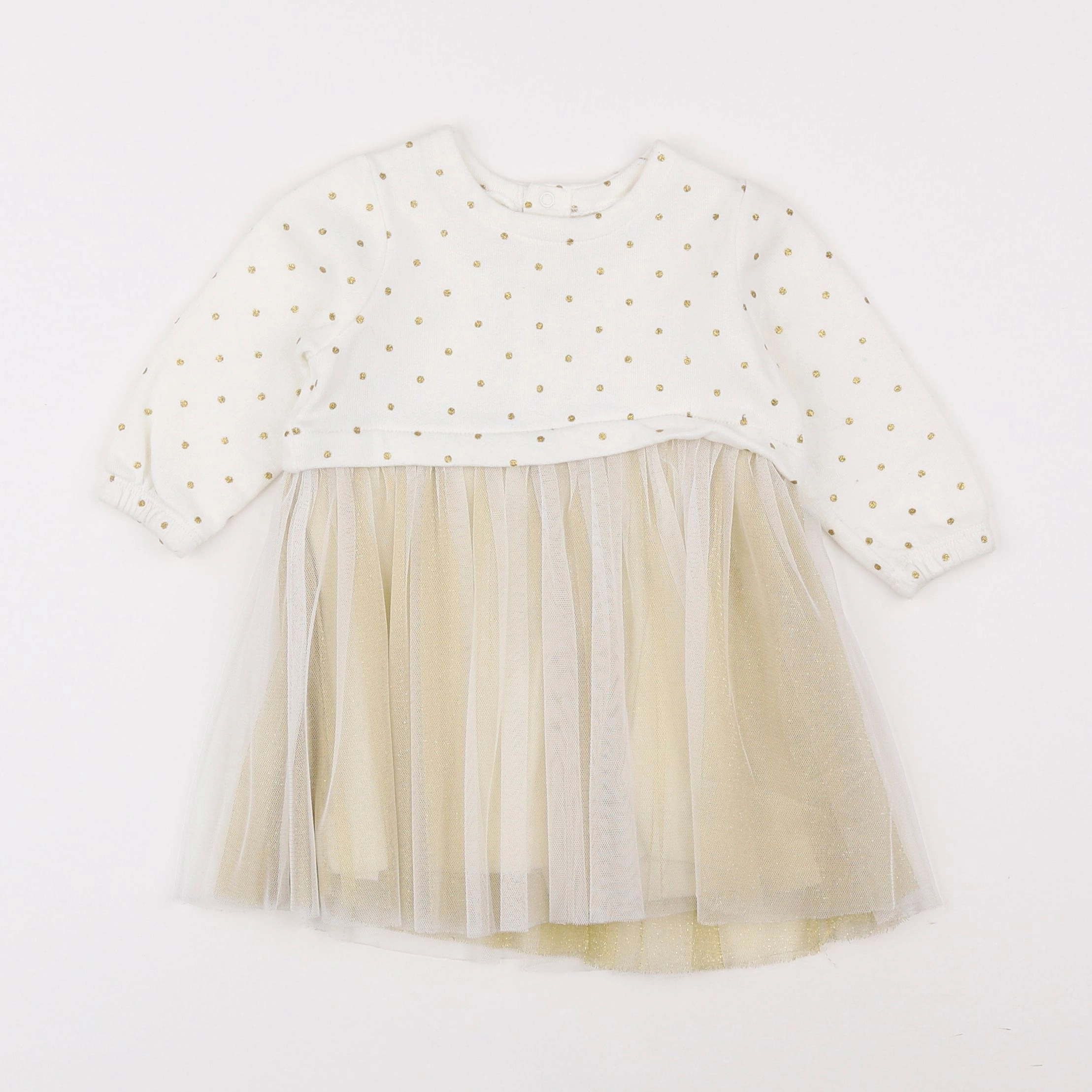Boutchou - robe blanc, or - 6 mois