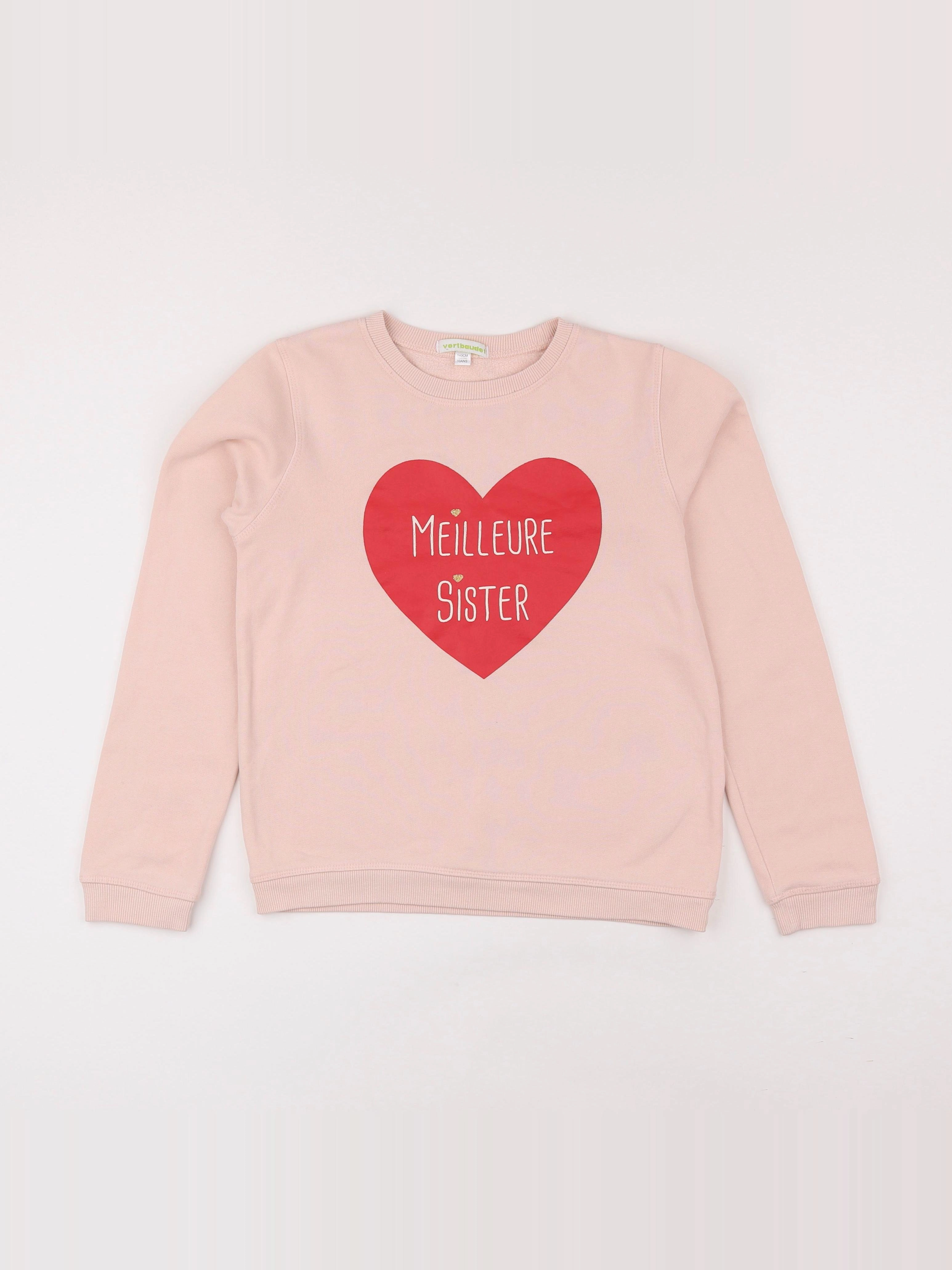 Vertbaudet - sweat rose - 10 ans