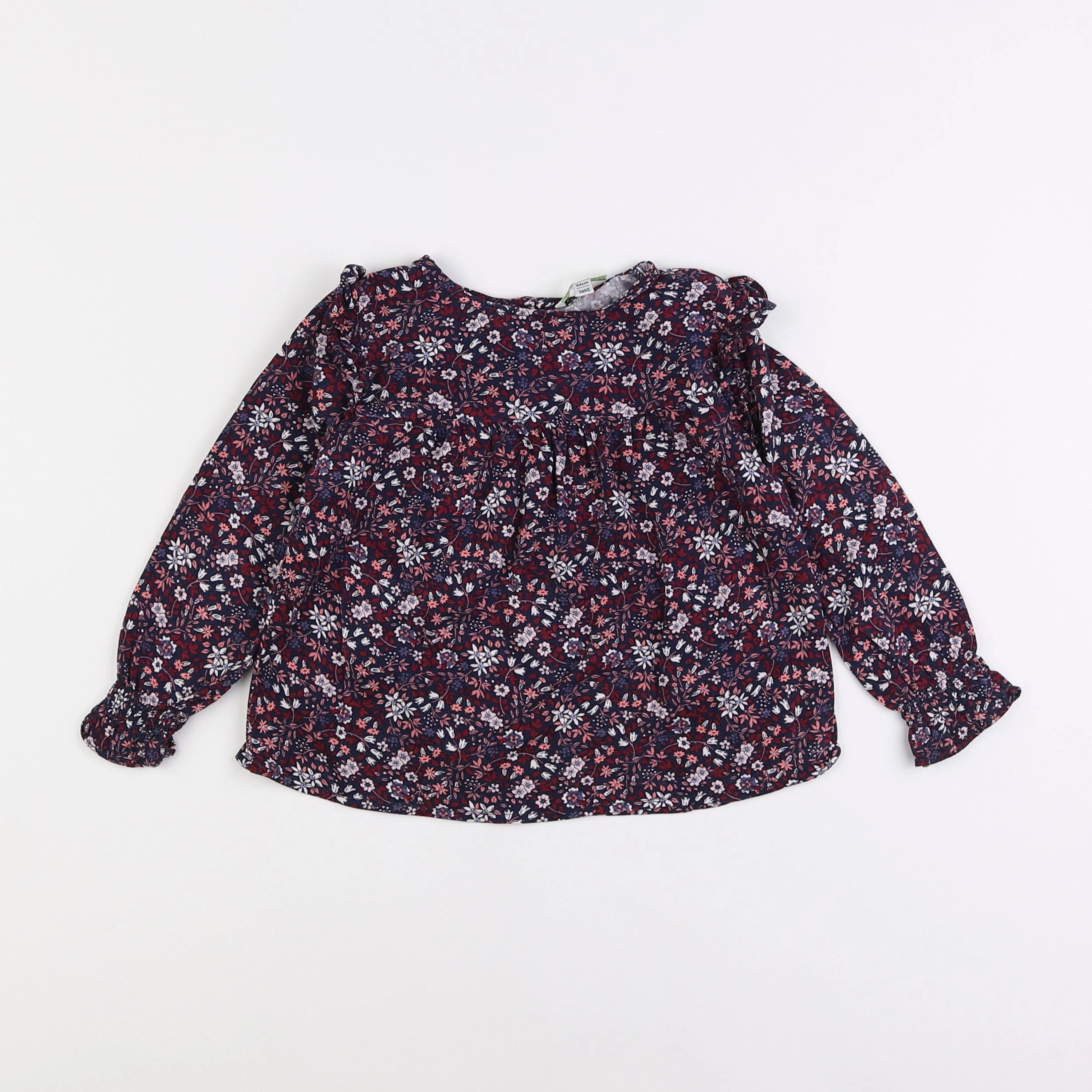 Vertbaudet - blouse bleu, rouge - 3 ans