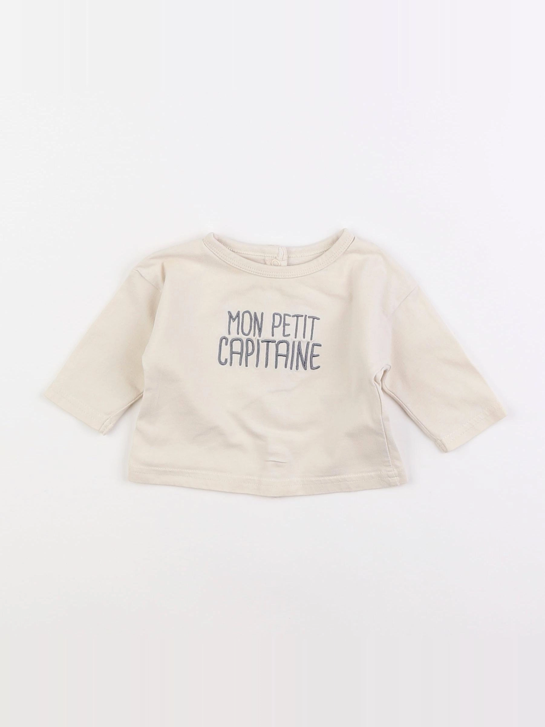 Vertbaudet - tee-shirt beige - 3 mois