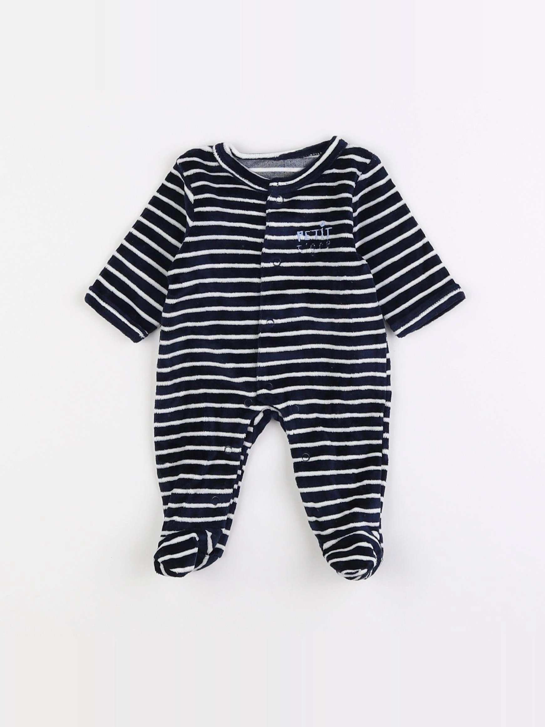 Vertbaudet - pyjama velours bleu - 0 mois