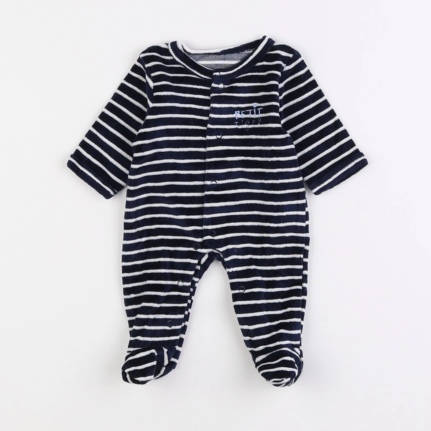 Vertbaudet - pyjama velours bleu - 0 mois