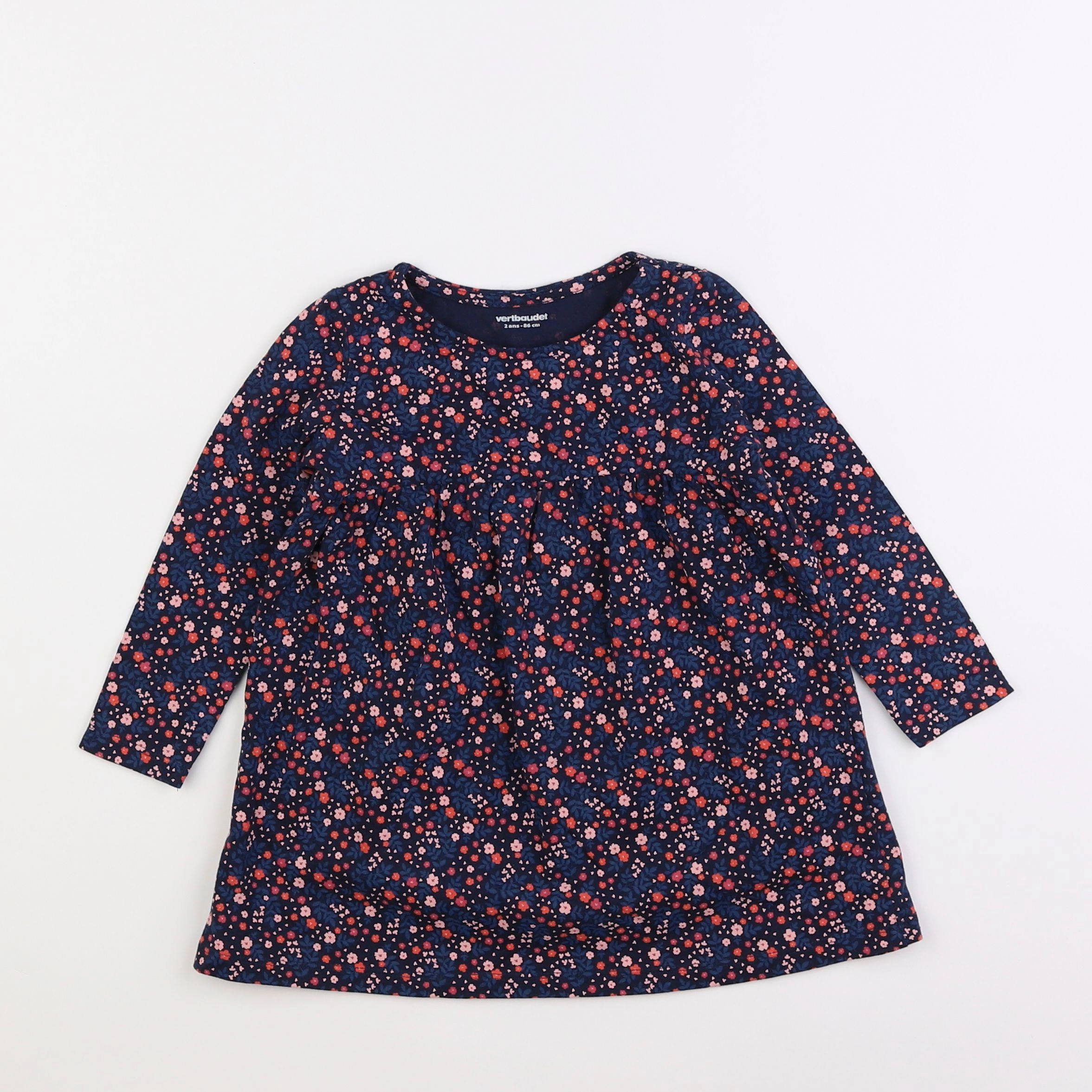 Vertbaudet - robe bleu, rose - 12 mois