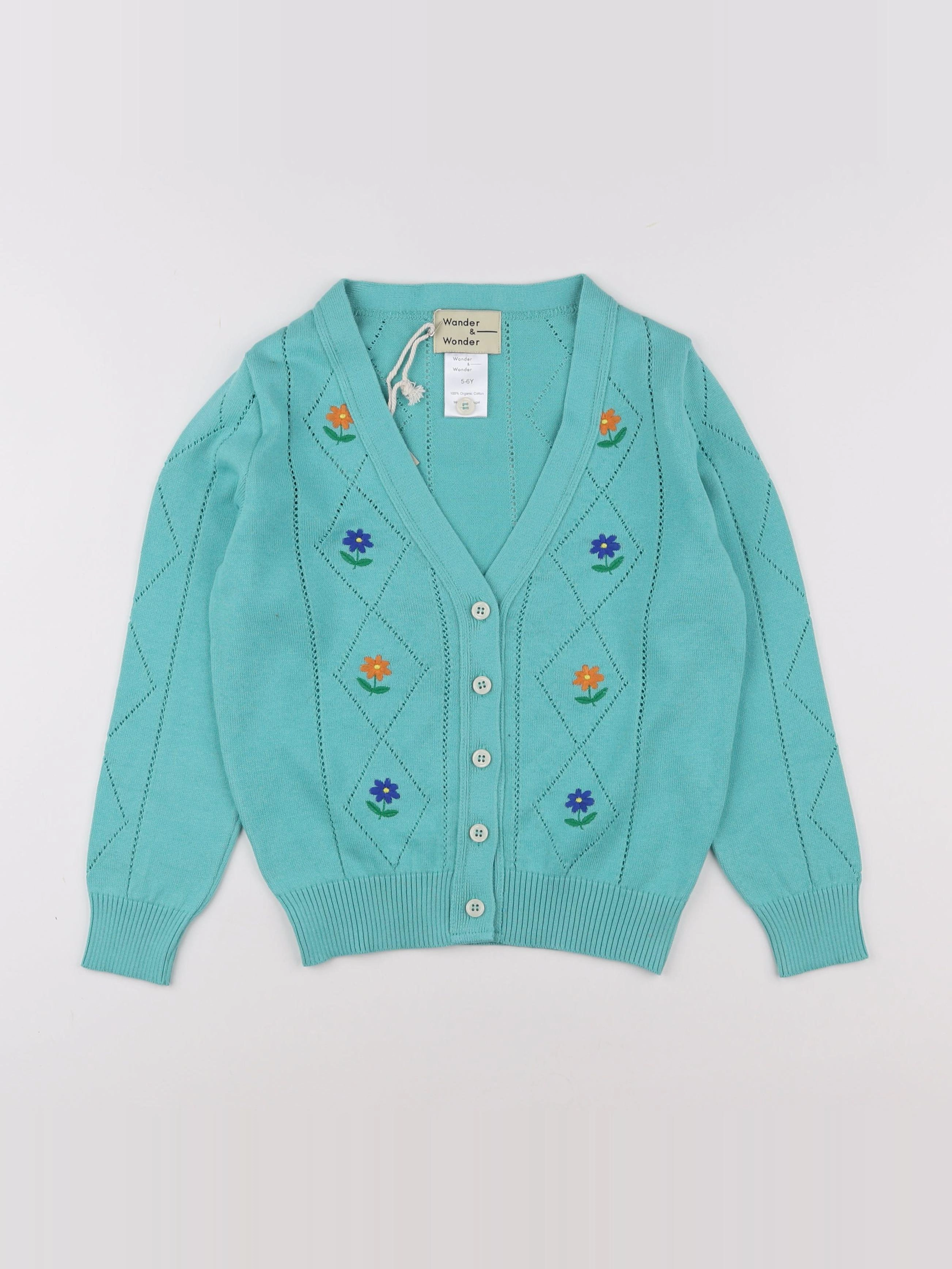 Wander & Wonder - Cardigan Pointelle Bleu - 11/12 ans