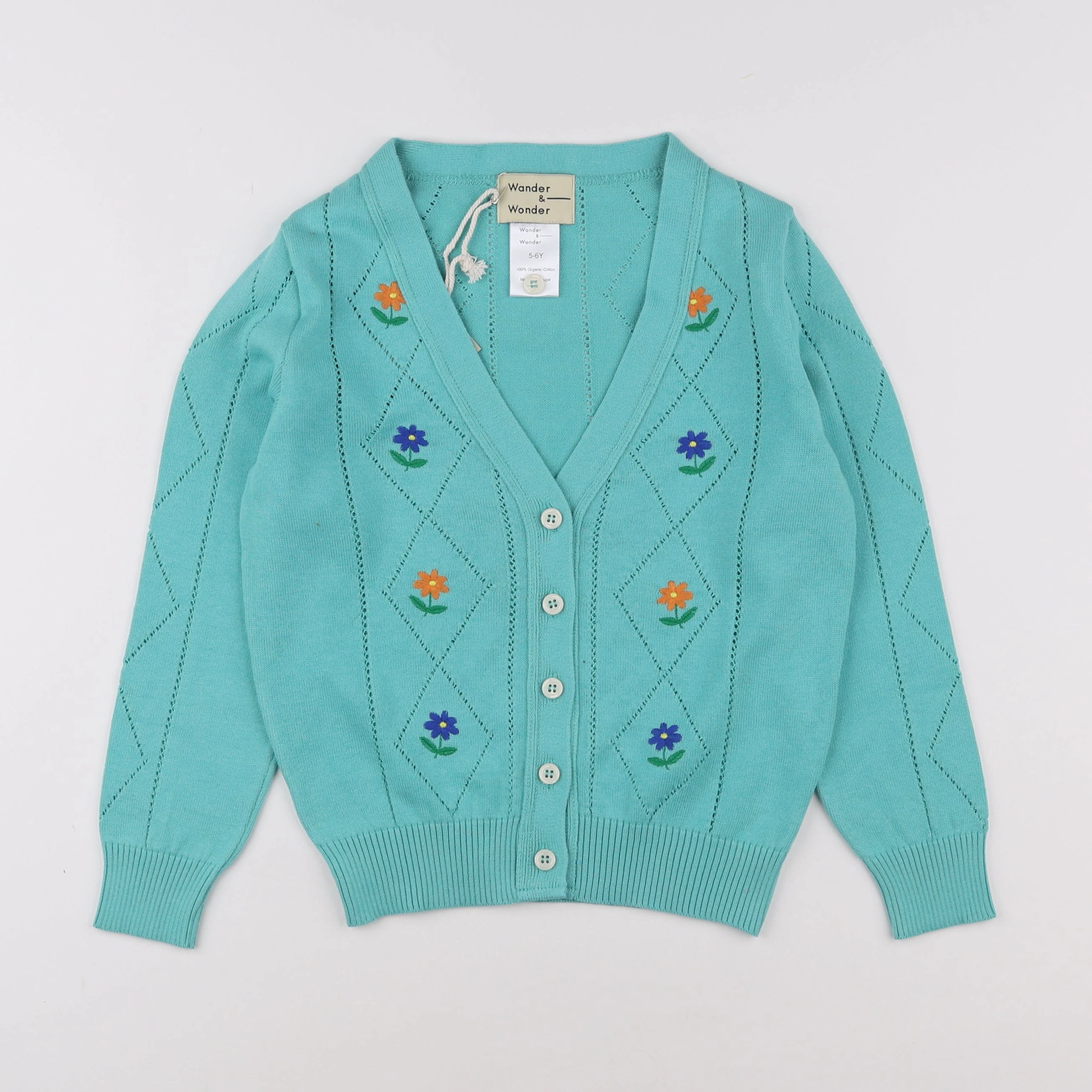 Wander & Wonder - Cardigan Pointelle Bleu - 11/12 ans