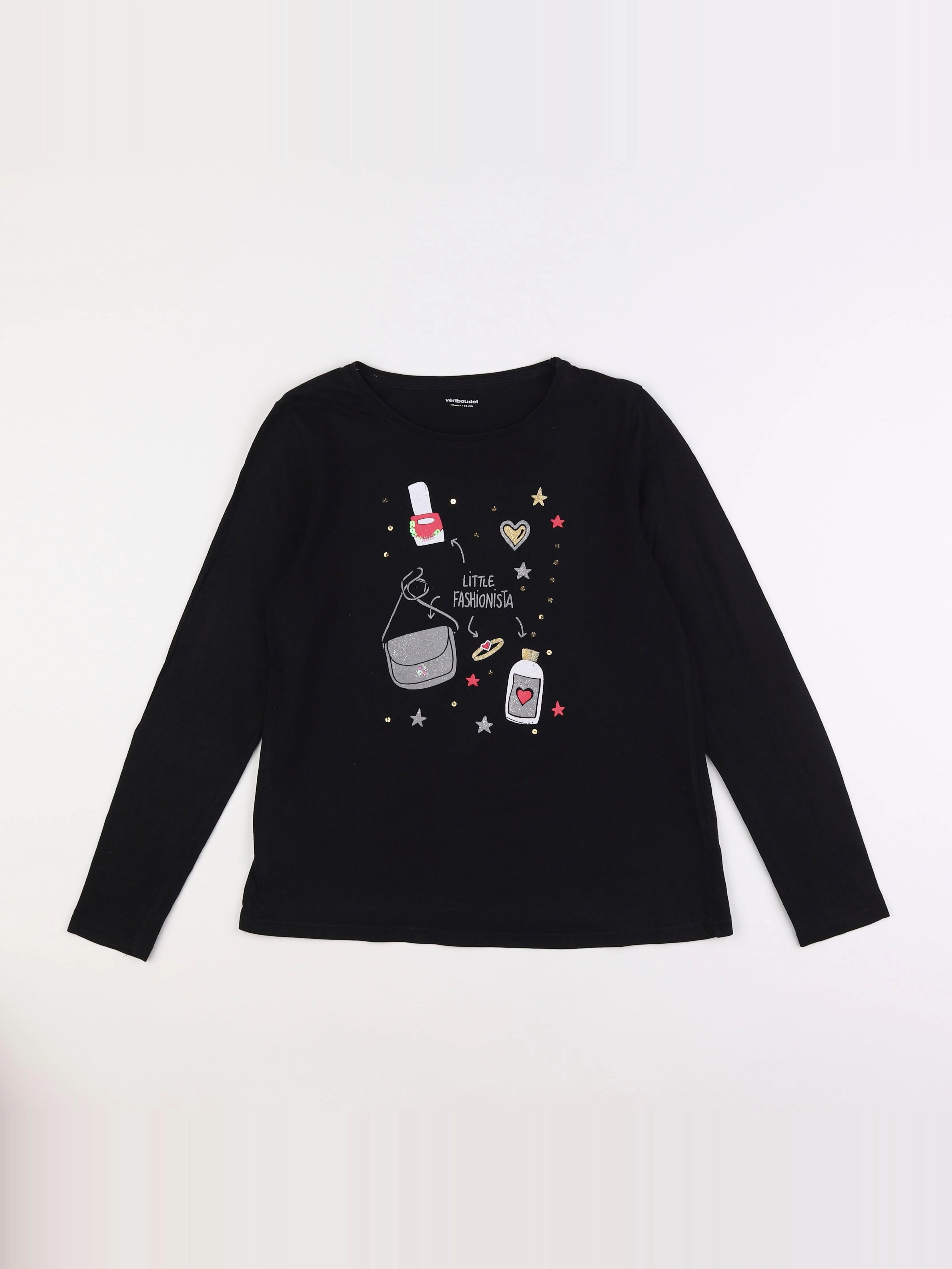 Vertbaudet - tee-shirt noir - 14 ans