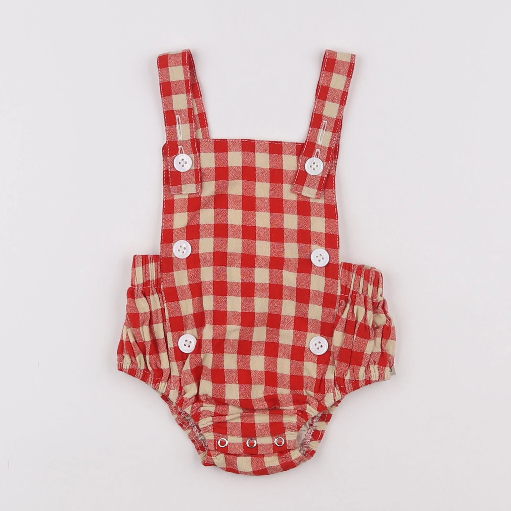 Wander & Wonder - Combi Courte Gingham Rouge - 3/6 mois