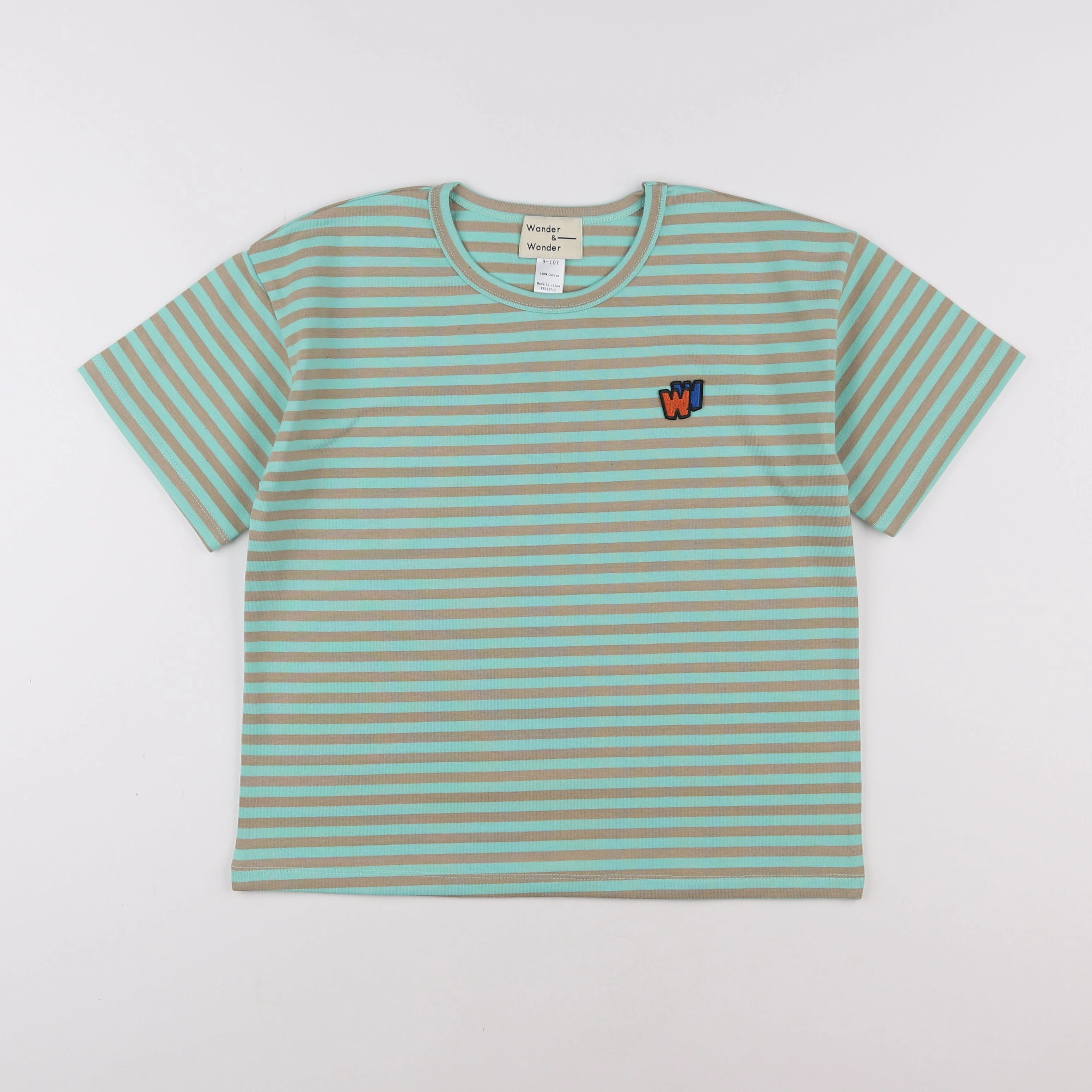 Wander & Wonder - Tee-Shirt Stripes Marron Vert - 7/8 ans