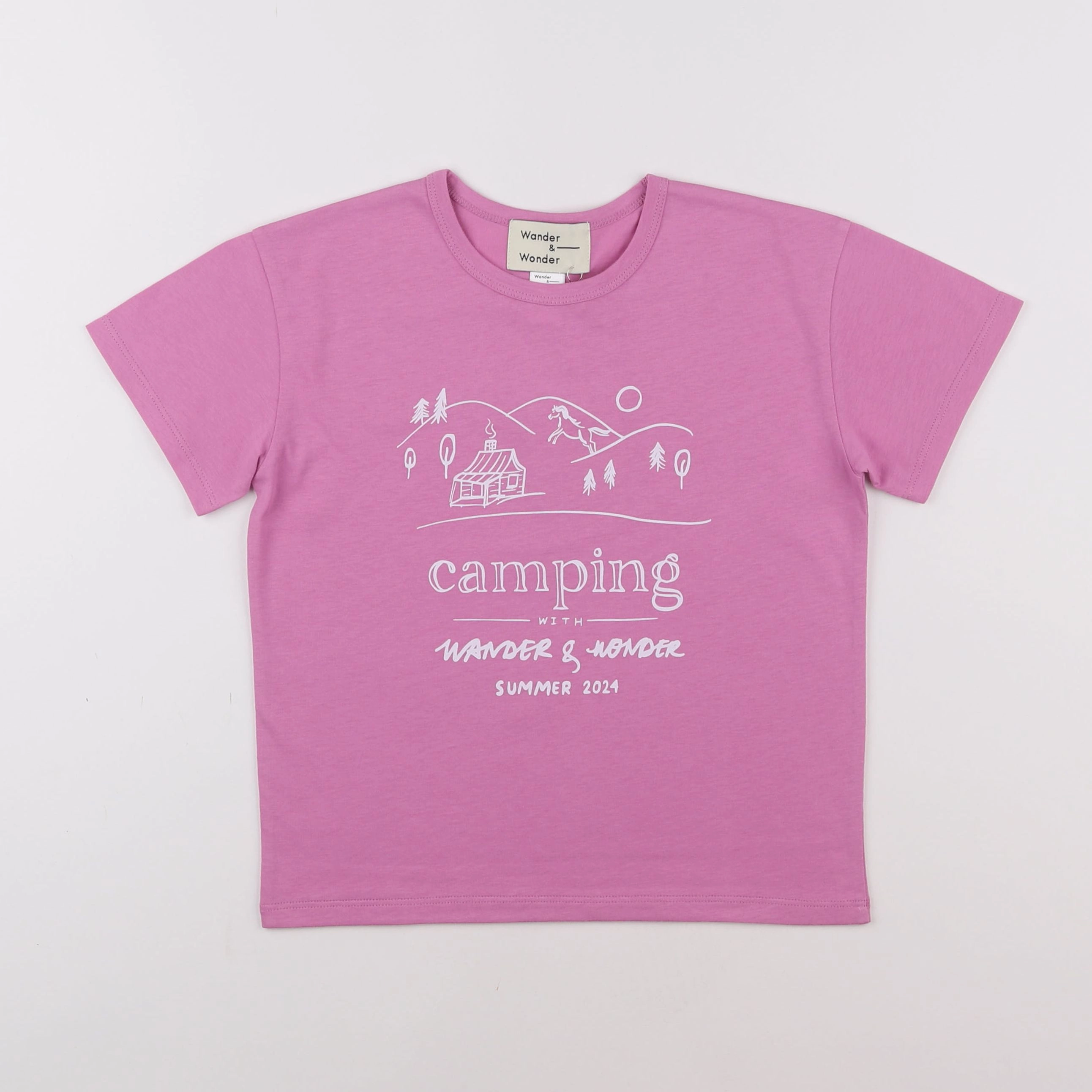 Wander & Wonder - Tee-shirt Camping Rose - 11/12 ans