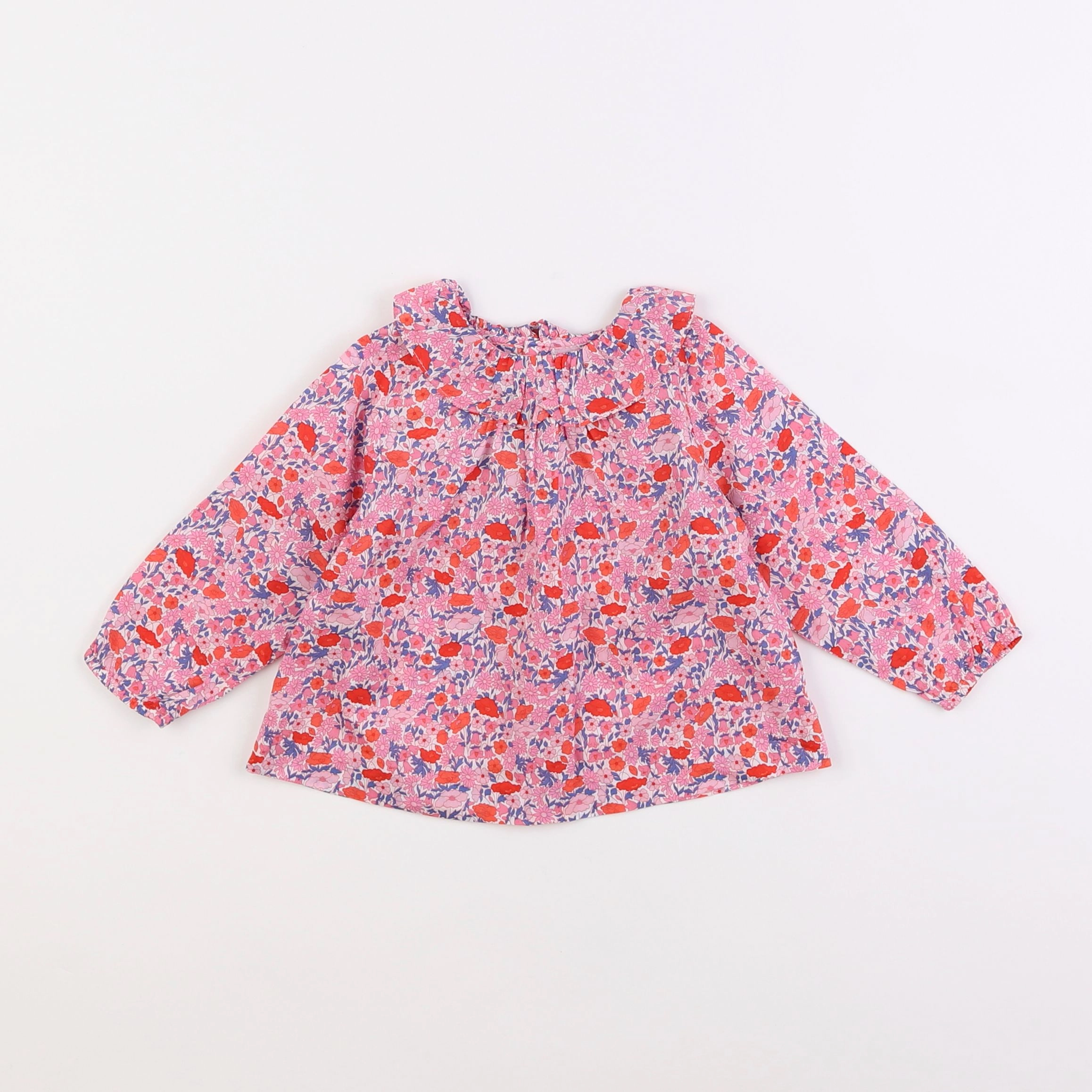Jacadi - blouse liberty rouge, rose - 12 mois